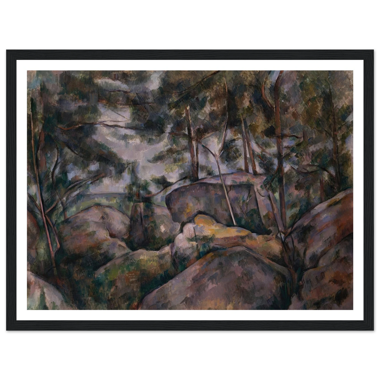 Rocks in the Forest (1890s) Art Print | Paul Cezanne - Framed Poster - 30x40 cm / 12x16″ - Black frame