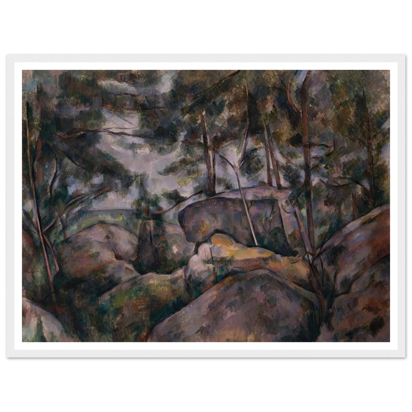 Rocks in the Forest (1890s) Art Print | Paul Cezanne - Framed Poster - 30x40 cm / 12x16″ - Black frame