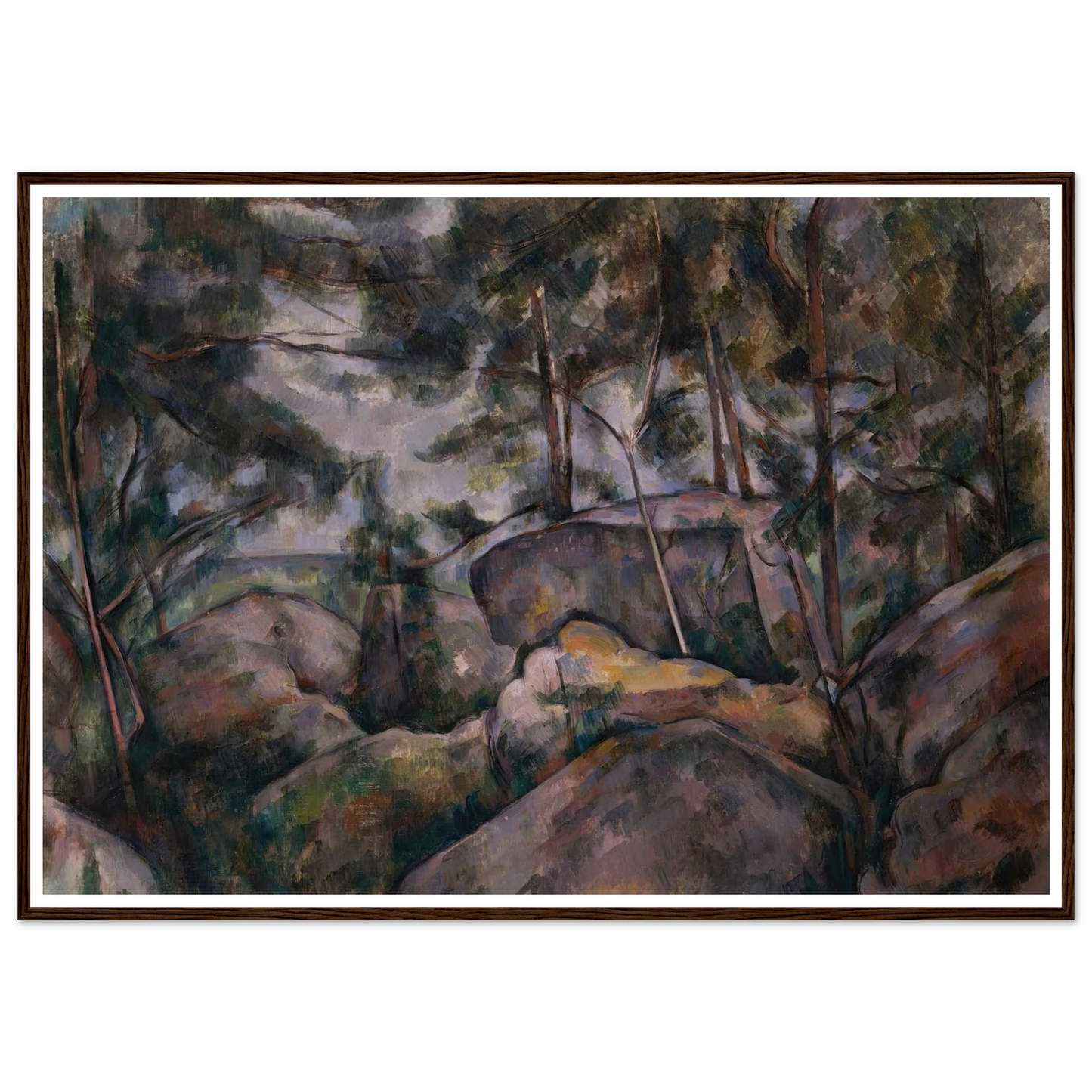 Rocks in the Forest (1890s) Art Print | Paul Cezanne - Framed Poster - 30x40 cm / 12x16″ - Black frame