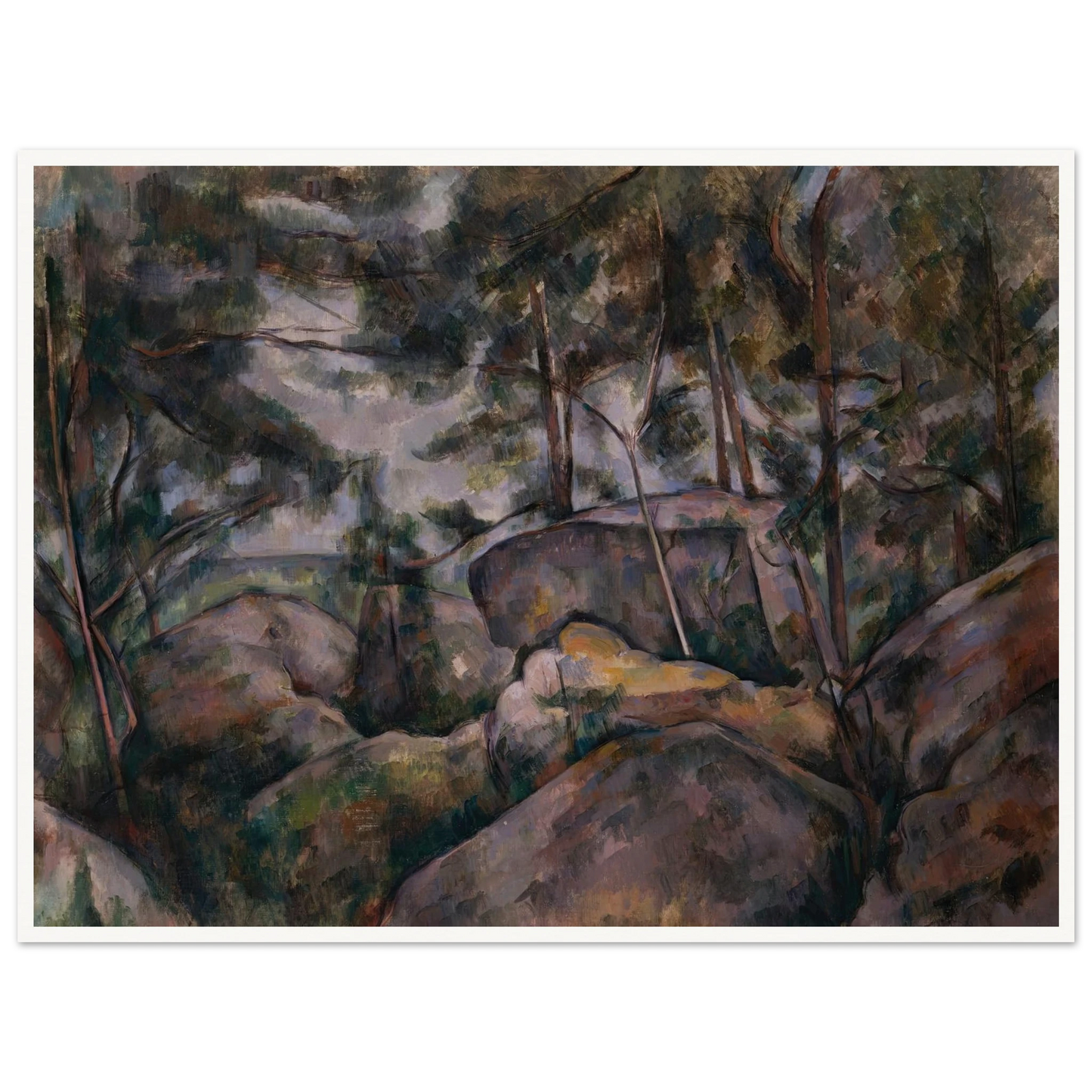 Rocks in the Forest (1890s) Art Print | Paul Cezanne - Framed Poster - 30x40 cm / 12x16″ - Black frame