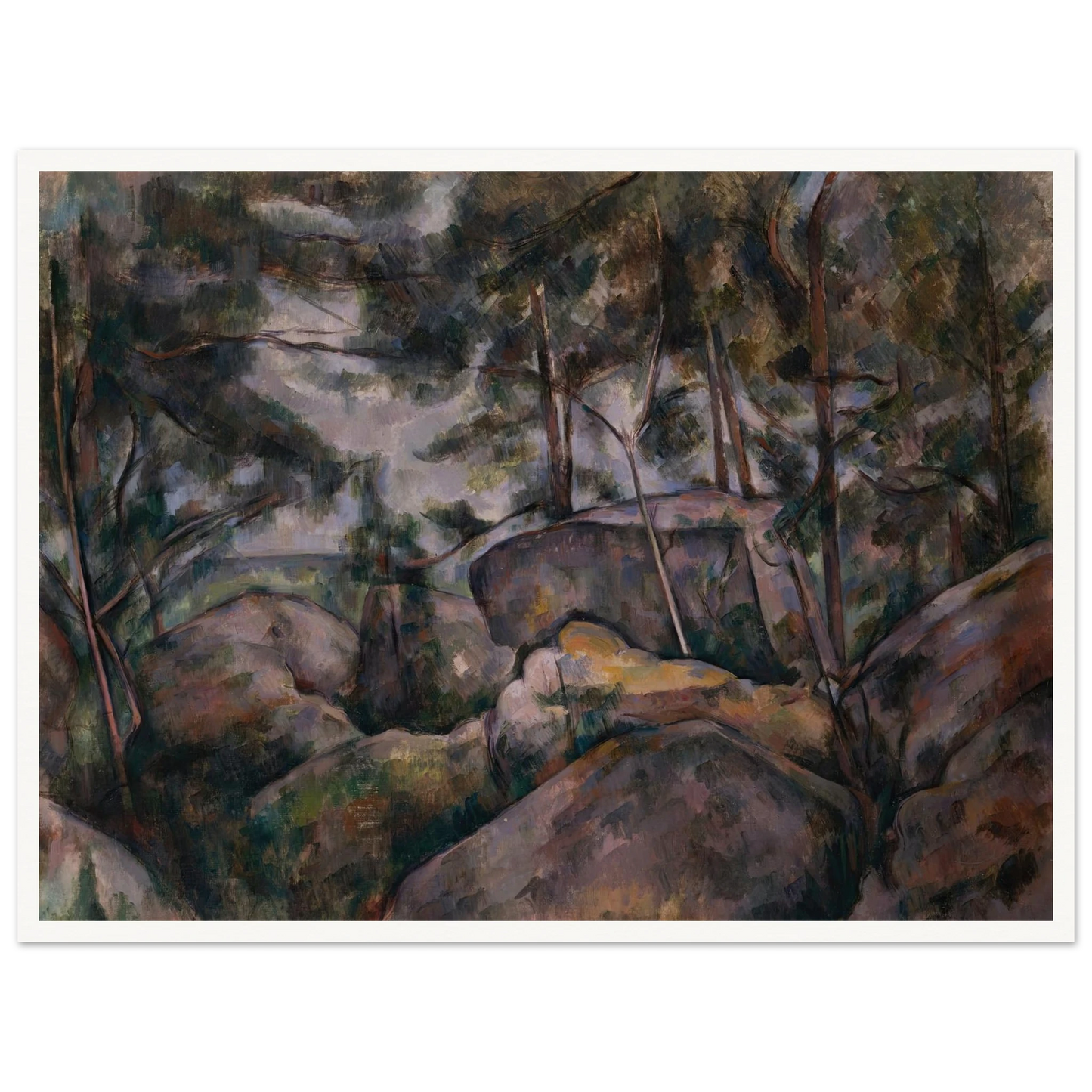 Rocks in the Forest (1890s) Art Print | Paul Cezanne - Framed Poster - 30x40 cm / 12x16″ - Black frame