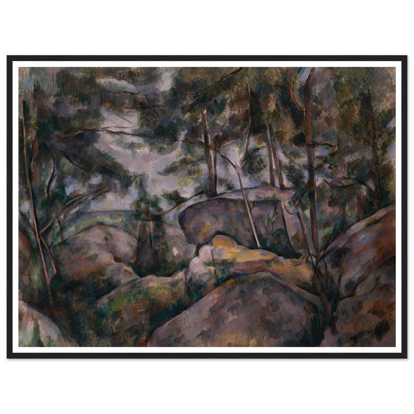 Rocks in the Forest (1890s) Art Print | Paul Cezanne - Framed Poster - 30x40 cm / 12x16″ - Black frame