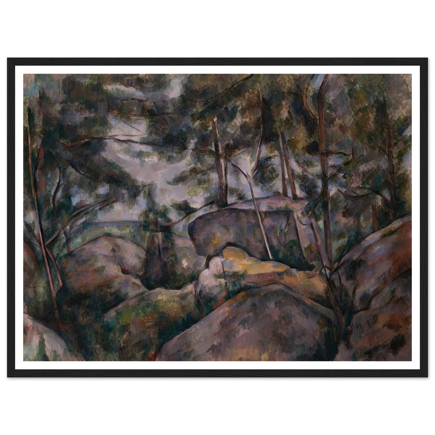 Rocks in the Forest (1890s) Art Print | Paul Cezanne - Framed Poster - 30x40 cm / 12x16″ - Black frame