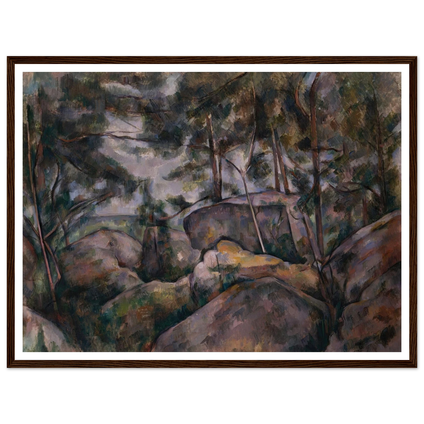 Rocks in the Forest (1890s) Art Print | Paul Cezanne - Framed Poster - 30x40 cm / 12x16″ - Black frame