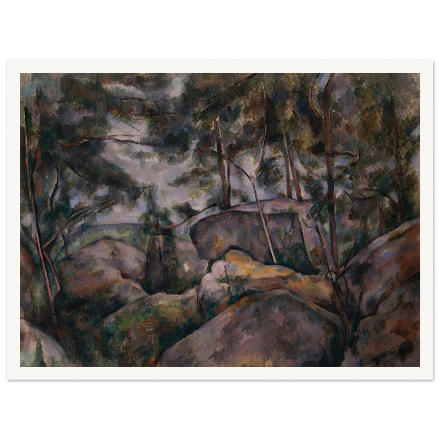 Rocks in the Forest (1890s) Art Print | Paul Cezanne - Framed Poster - 30x40 cm / 12x16″ - Black frame