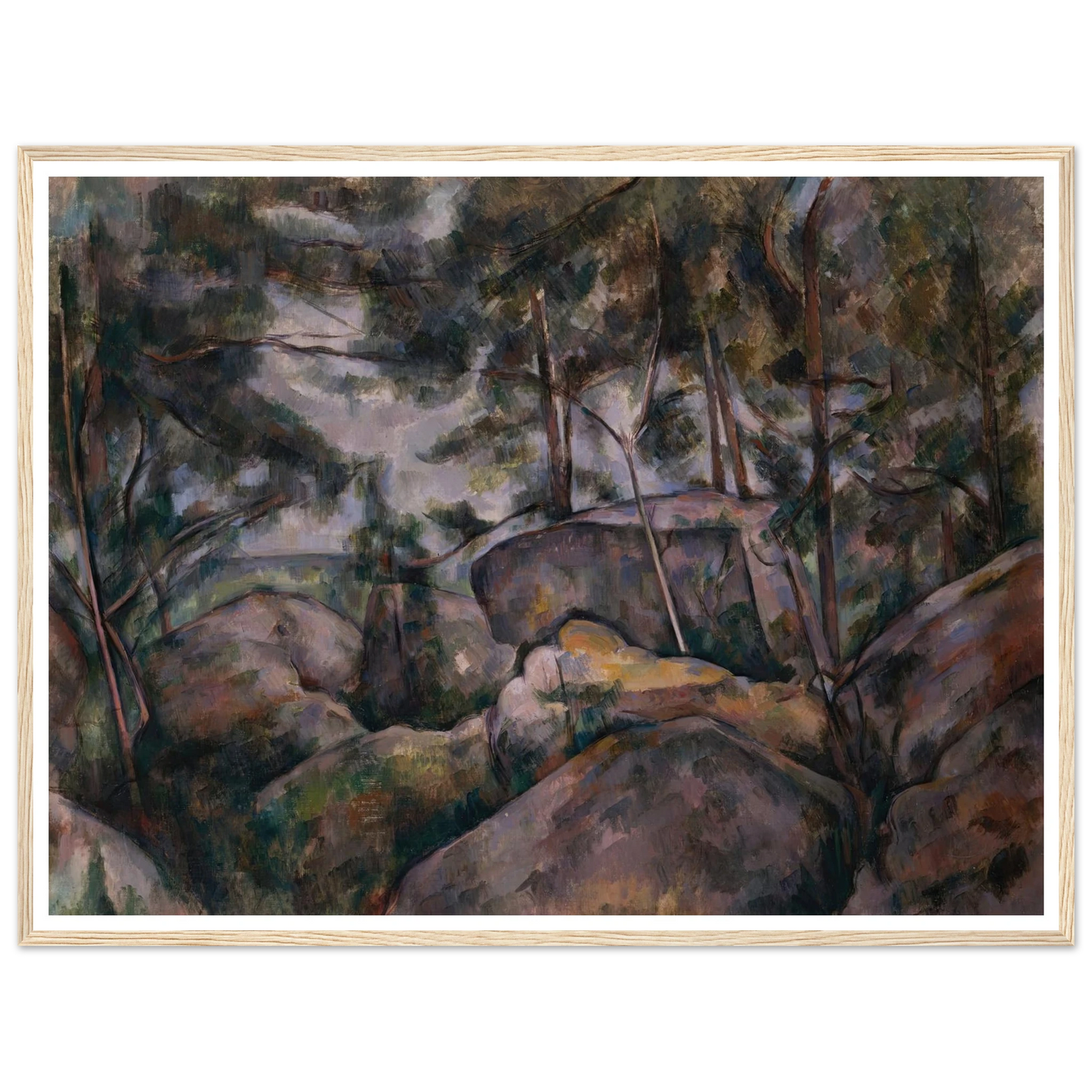 Rocks in the Forest (1890s) Art Print | Paul Cezanne - Framed Poster - 30x40 cm / 12x16″ - Black frame