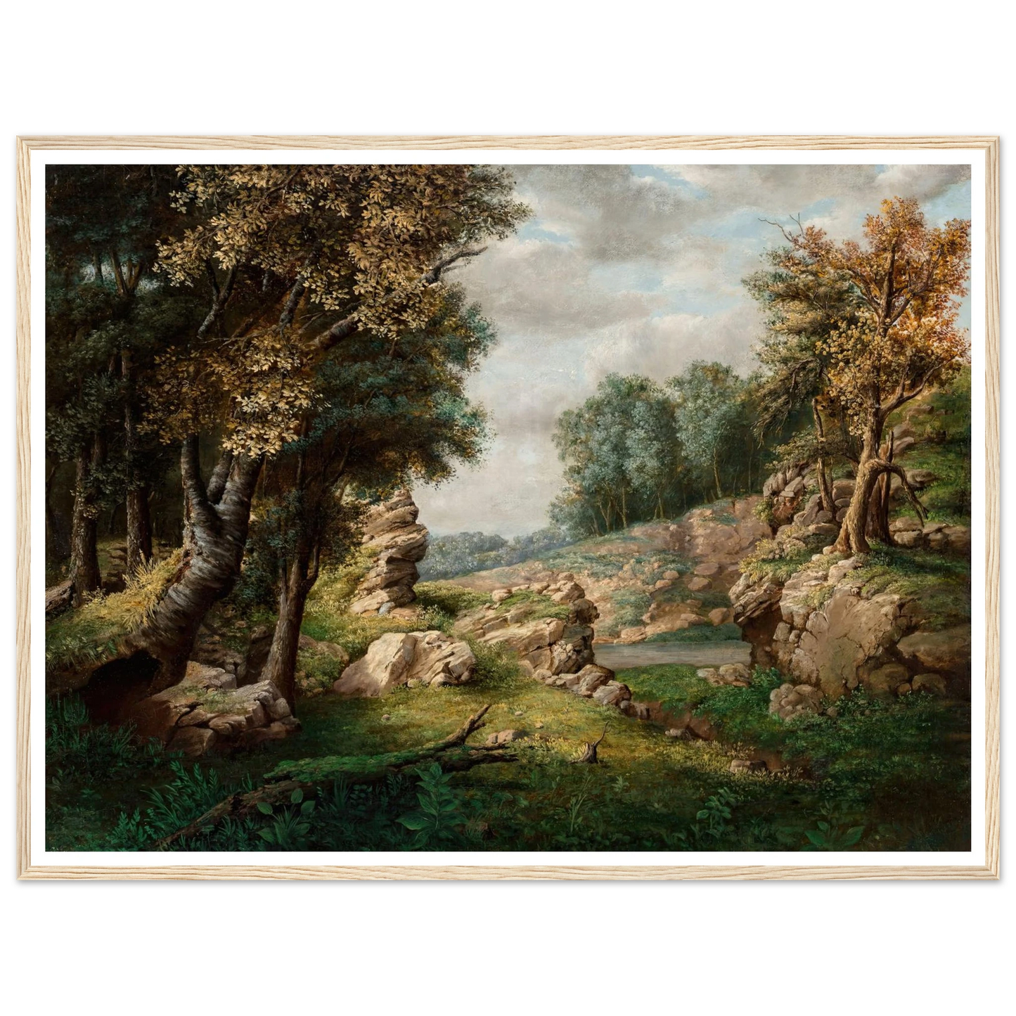 Rocky Dell (Near the Village) (circa 1849-1850) Art Print | George Inness - Framed Poster - 30x40 cm / 12x16″ - Black frame