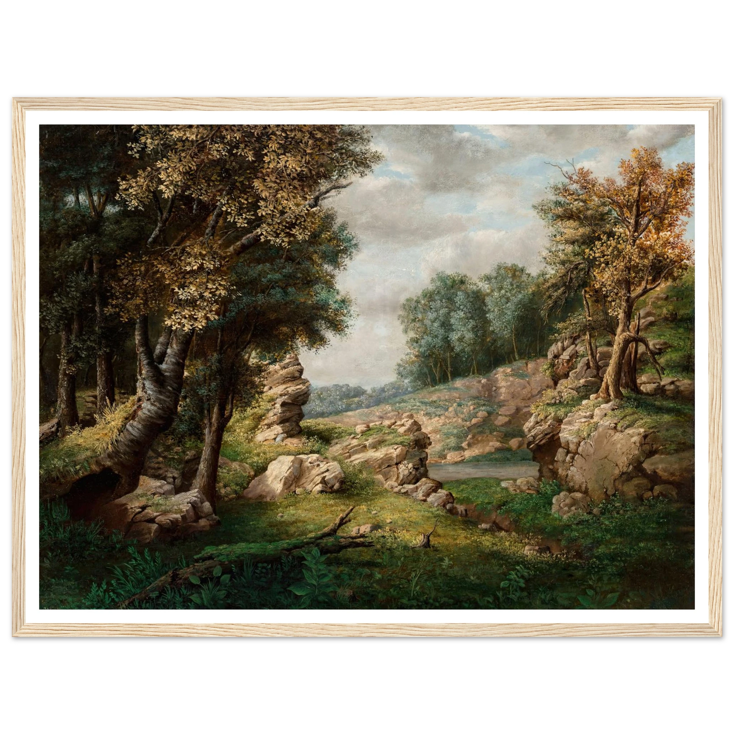 Rocky Dell (Near the Village) (circa 1849-1850) Art Print | George Inness - Framed Poster - 30x40 cm / 12x16″ - Black frame