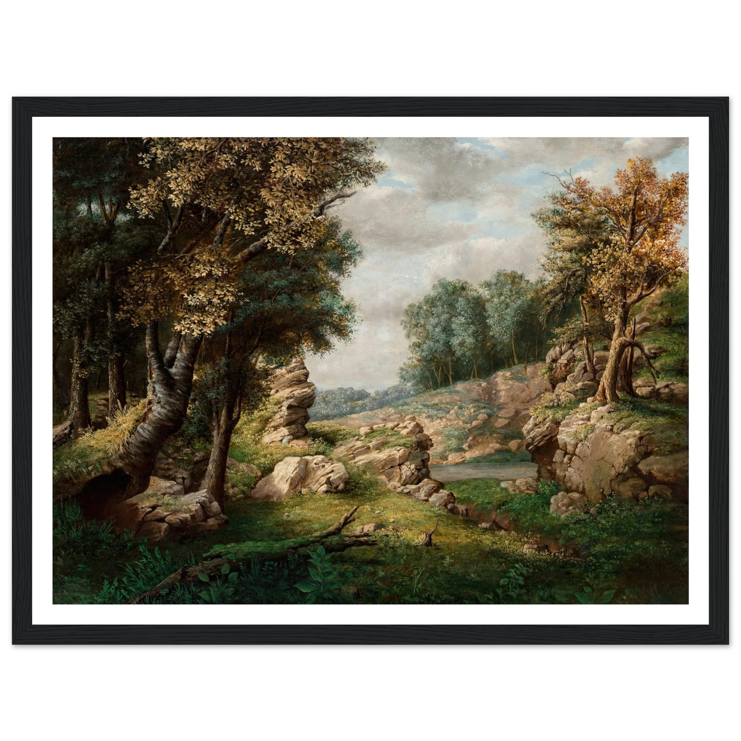 Rocky Dell (Near the Village) (circa 1849-1850) Art Print | George Inness - Framed Poster - 30x40 cm / 12x16″ - Black frame