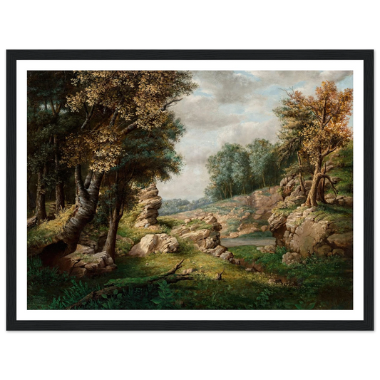 Rocky Dell (Near the Village) (circa 1849-1850) Art Print | George Inness - Framed Poster - 30x40 cm / 12x16″ - Black frame