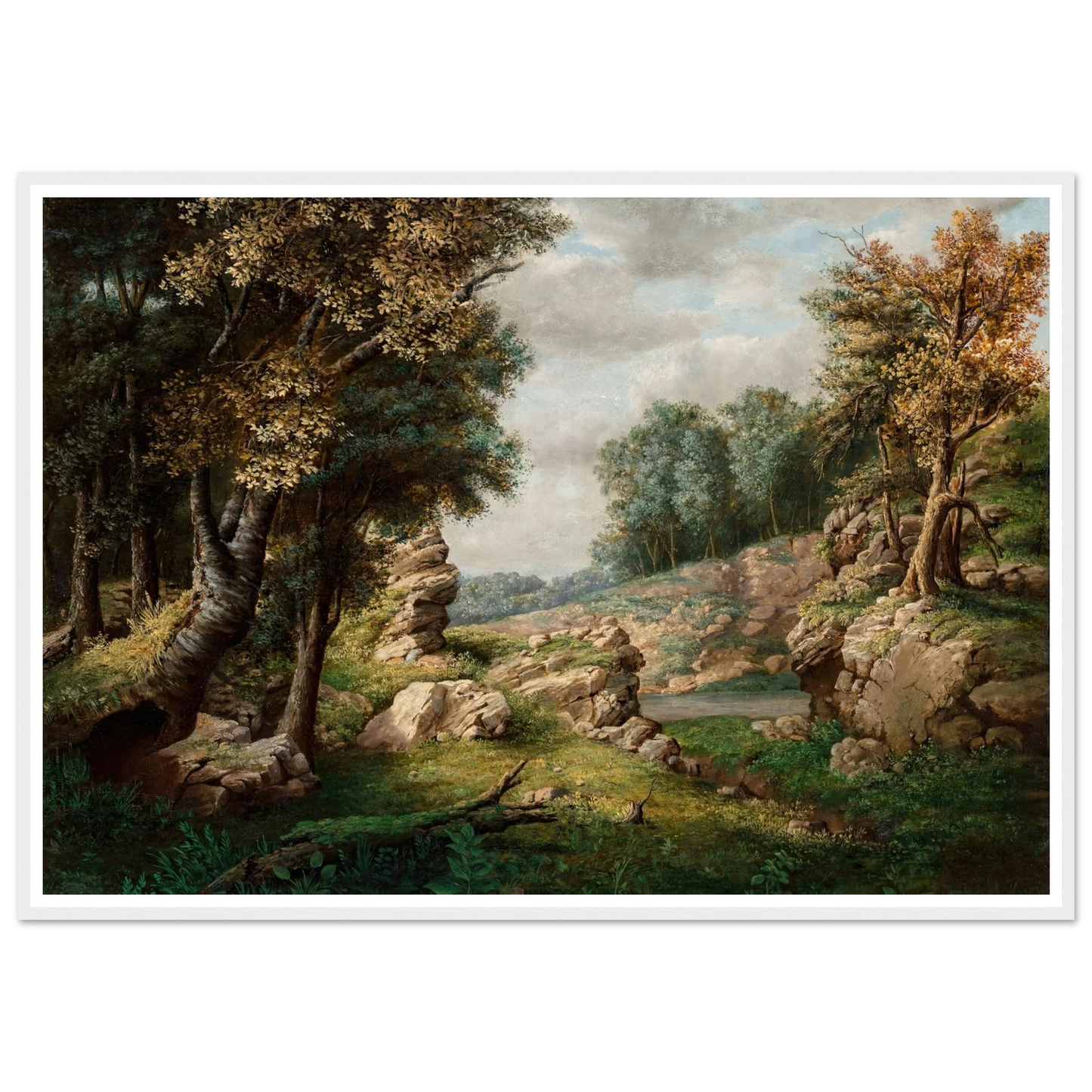 Rocky Dell (Near the Village) (circa 1849-1850) Art Print | George Inness - Framed Poster - 30x40 cm / 12x16″ - Black frame