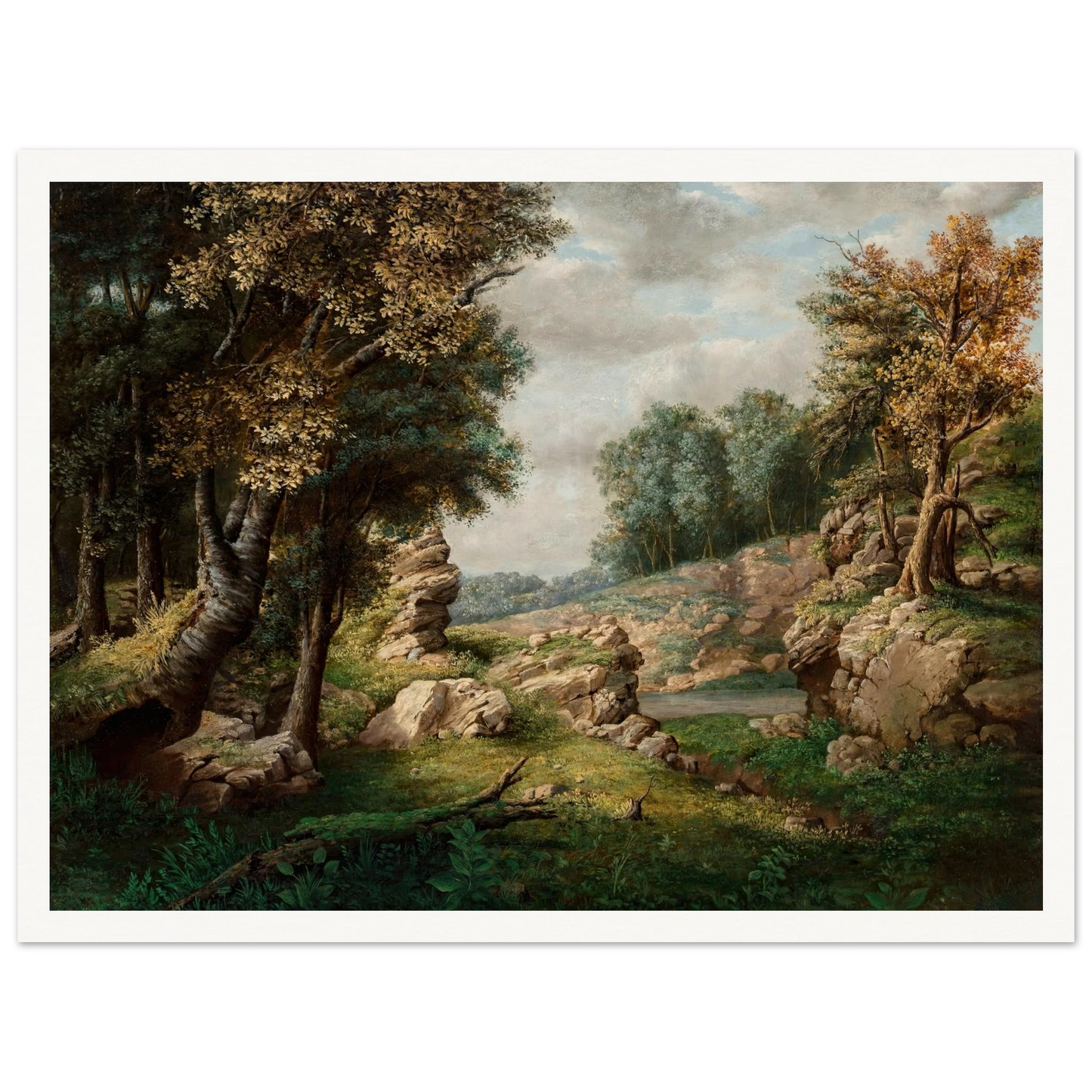Rocky Dell (Near the Village) (circa 1849-1850) Art Print | George Inness - Framed Poster - 30x40 cm / 12x16″ - Black frame