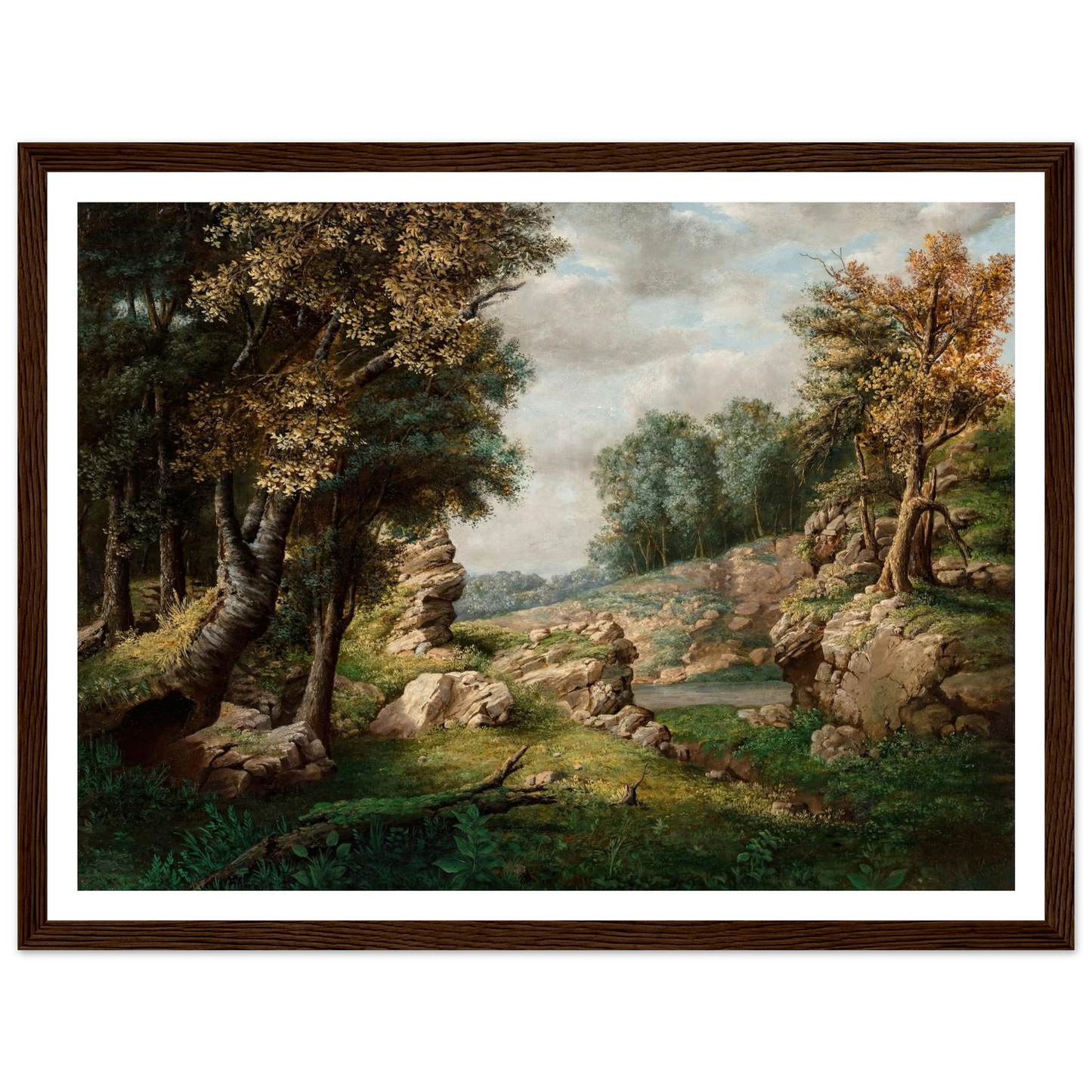 Rocky Dell (Near the Village) (circa 1849-1850) Art Print | George Inness - Framed Poster - 30x40 cm / 12x16″ - Black frame