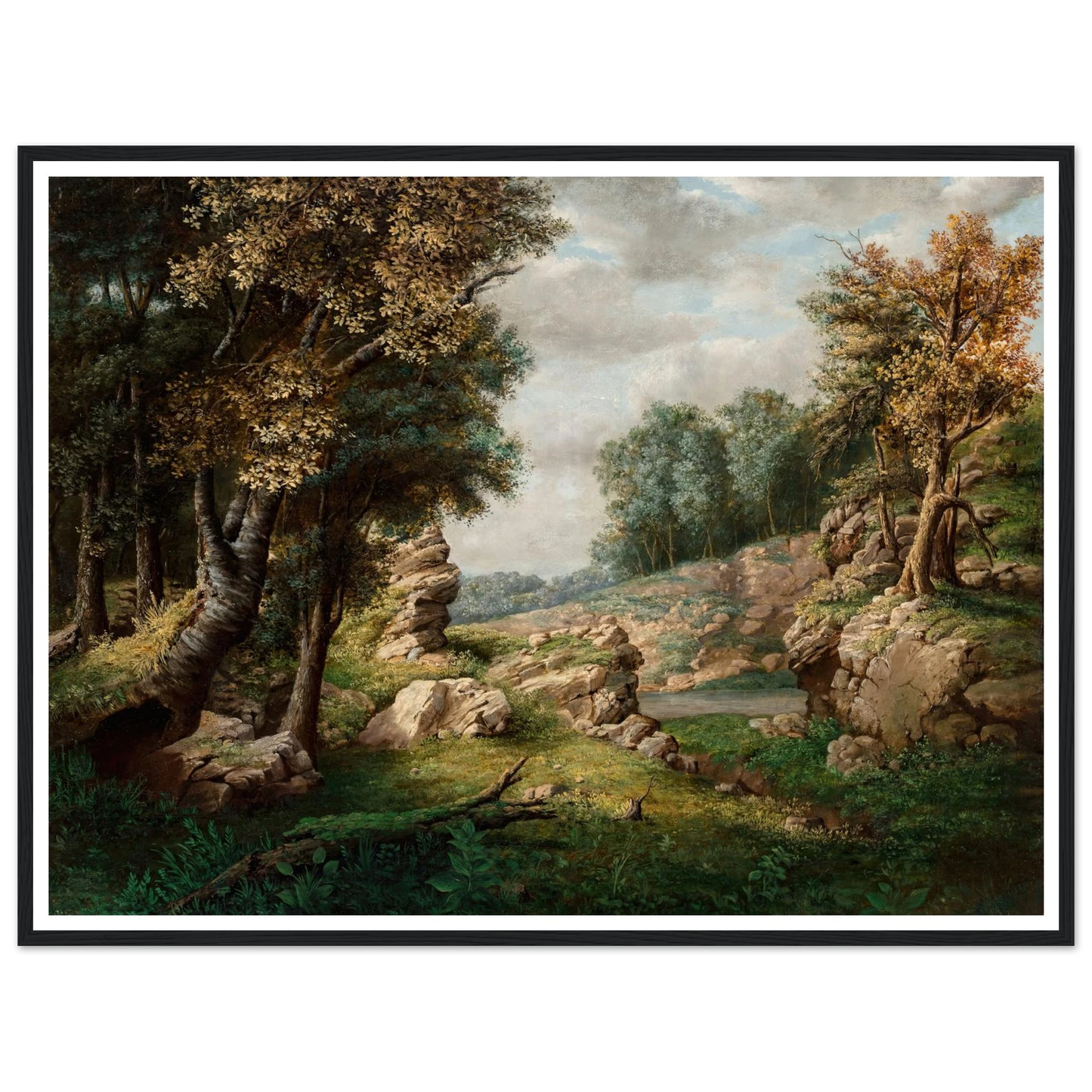 Rocky Dell (Near the Village) (circa 1849-1850) Art Print | George Inness - Framed Poster - 30x40 cm / 12x16″ - Black frame