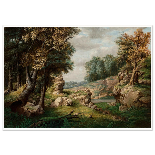 Rocky Dell (Near the Village) (circa 1849-1850) Art Print | George Inness - Framed Poster - 30x40 cm / 12x16″ - Black frame