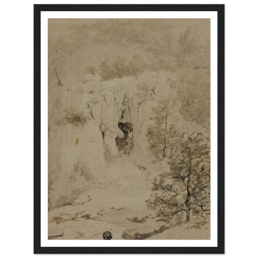Rocky Landscape (1832) Art Print | Barend Cornelis Koekkoek - Framed Poster - 30x40 cm / 12x16″ - Black frame