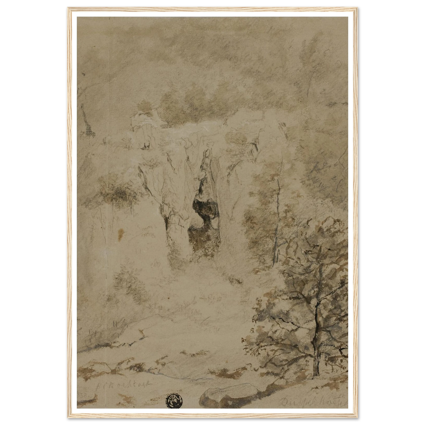 Rocky Landscape (1832) Art Print | Barend Cornelis Koekkoek - Framed Poster - 30x40 cm / 12x16″ - Black frame