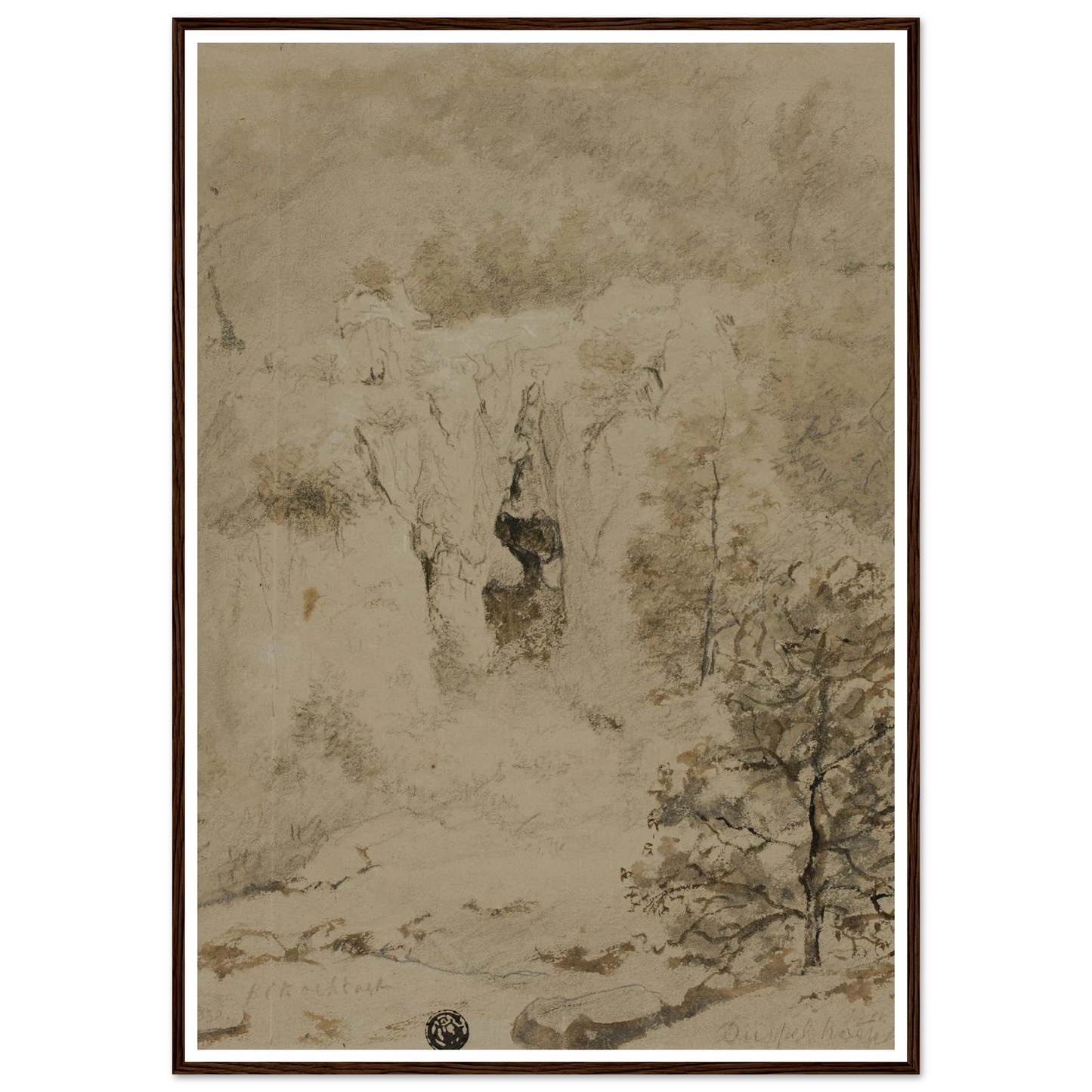 Rocky Landscape (1832) Art Print | Barend Cornelis Koekkoek - Framed Poster - 30x40 cm / 12x16″ - Black frame