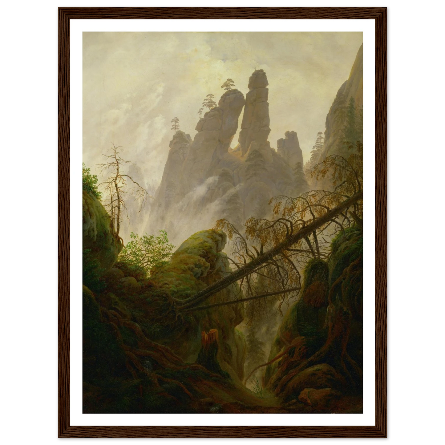 Rocky Landscape in the Elbe Sandstone Mountains Art Print | Caspar David Friedrich - Framed Poster - 30x40 cm / 12x16″ - Black frame