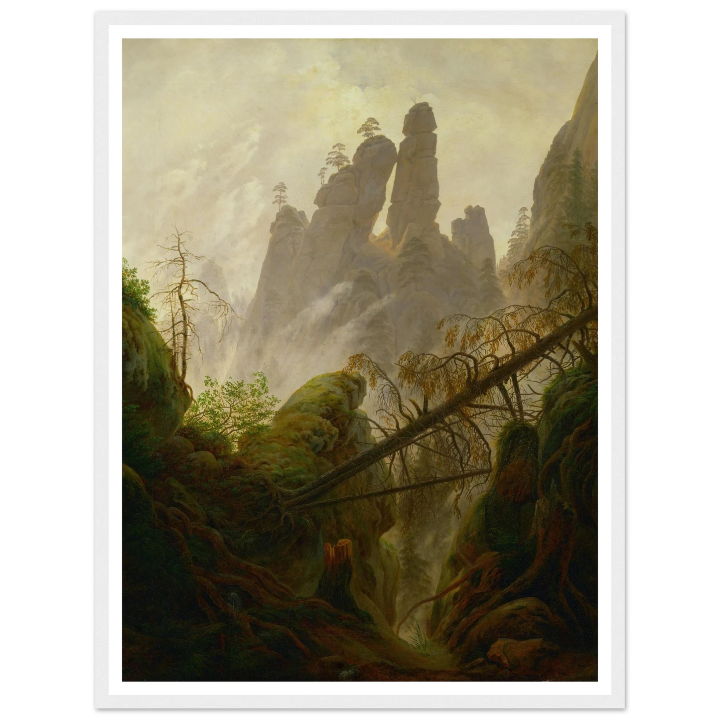Rocky Landscape in the Elbe Sandstone Mountains Art Print | Caspar David Friedrich - Framed Poster - 30x40 cm / 12x16″ - Black frame