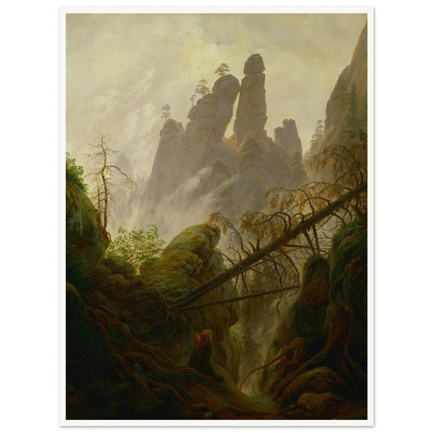 Rocky Landscape in the Elbe Sandstone Mountains Art Print | Caspar David Friedrich - Framed Poster - 30x40 cm / 12x16″ - Black frame