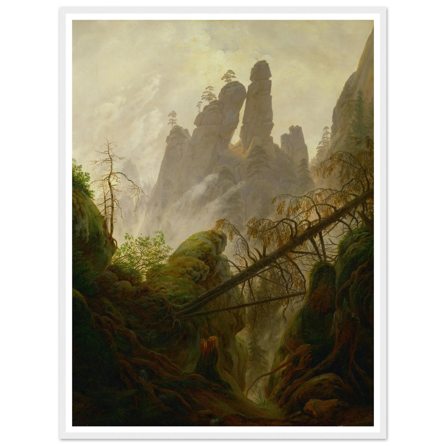 Rocky Landscape in the Elbe Sandstone Mountains Art Print | Caspar David Friedrich - Framed Poster - 30x40 cm / 12x16″ - Black frame
