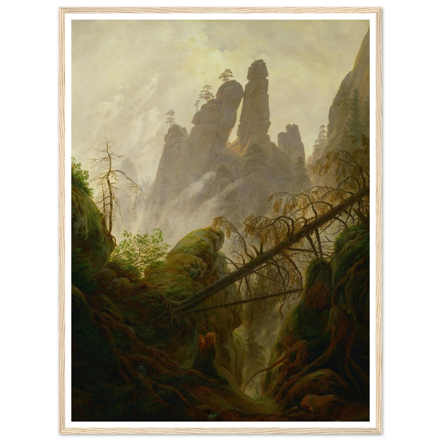 Rocky Landscape in the Elbe Sandstone Mountains Art Print | Caspar David Friedrich - Framed Poster - 30x40 cm / 12x16″ - Black frame