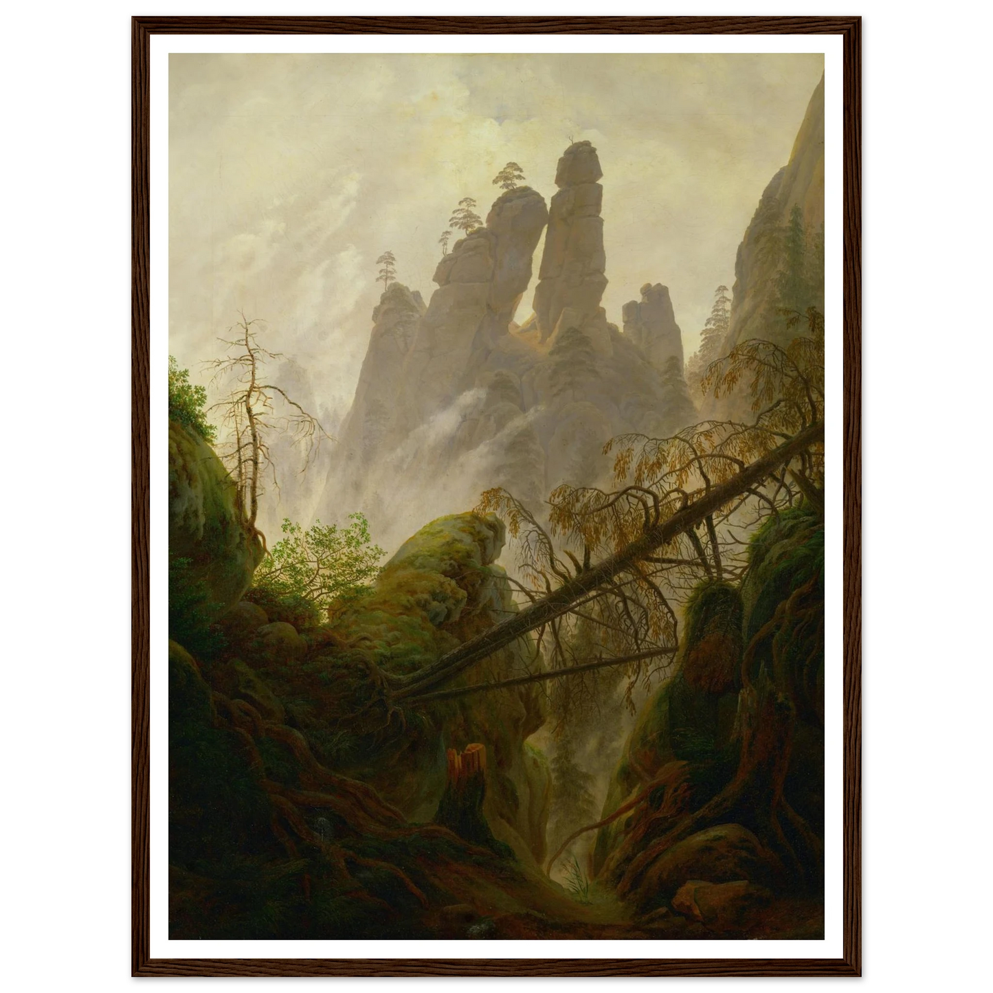 Rocky Landscape in the Elbe Sandstone Mountains Art Print | Caspar David Friedrich - Framed Poster - 30x40 cm / 12x16″ - Black frame