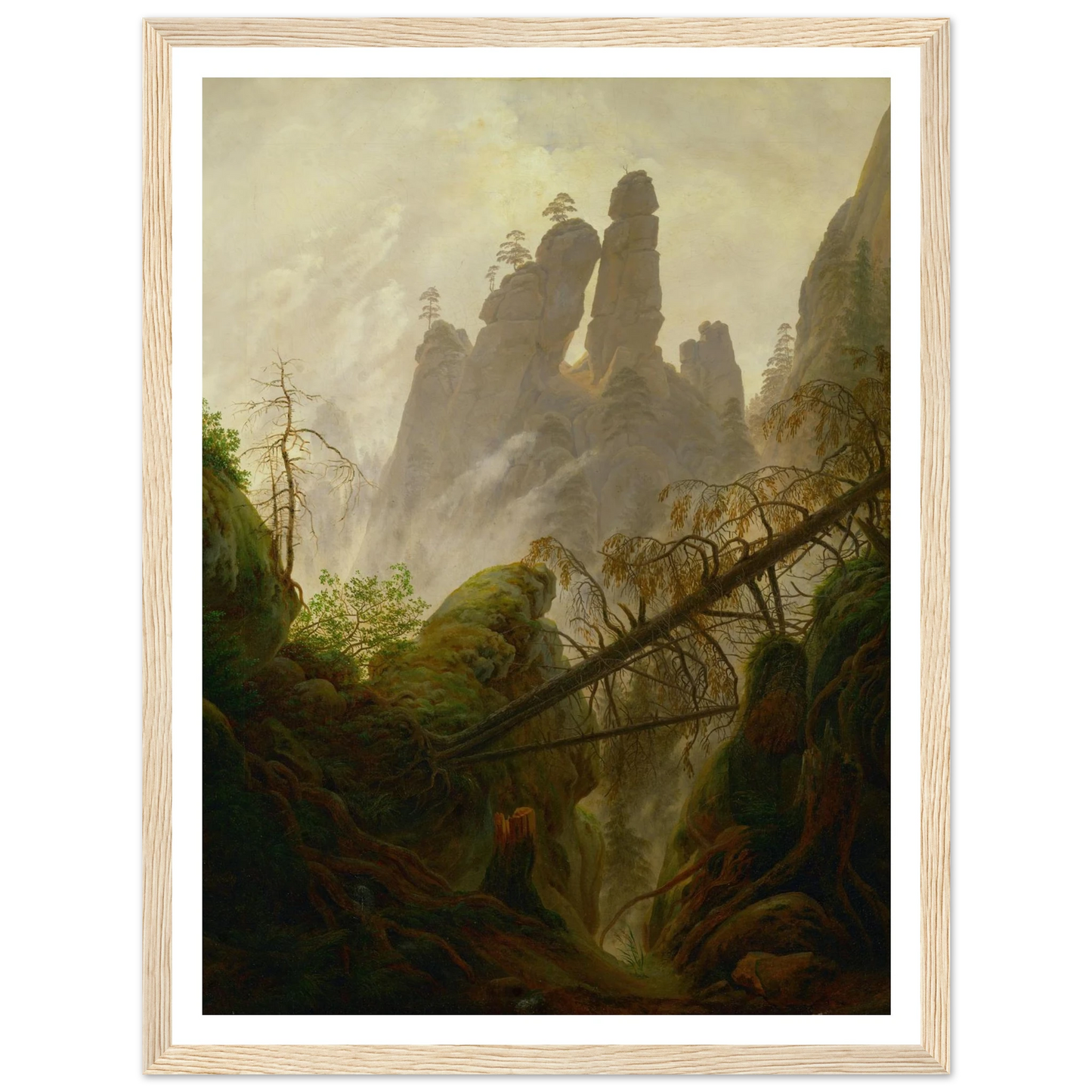 Rocky Landscape in the Elbe Sandstone Mountains Art Print | Caspar David Friedrich - Framed Poster - 30x40 cm / 12x16″ - Black frame