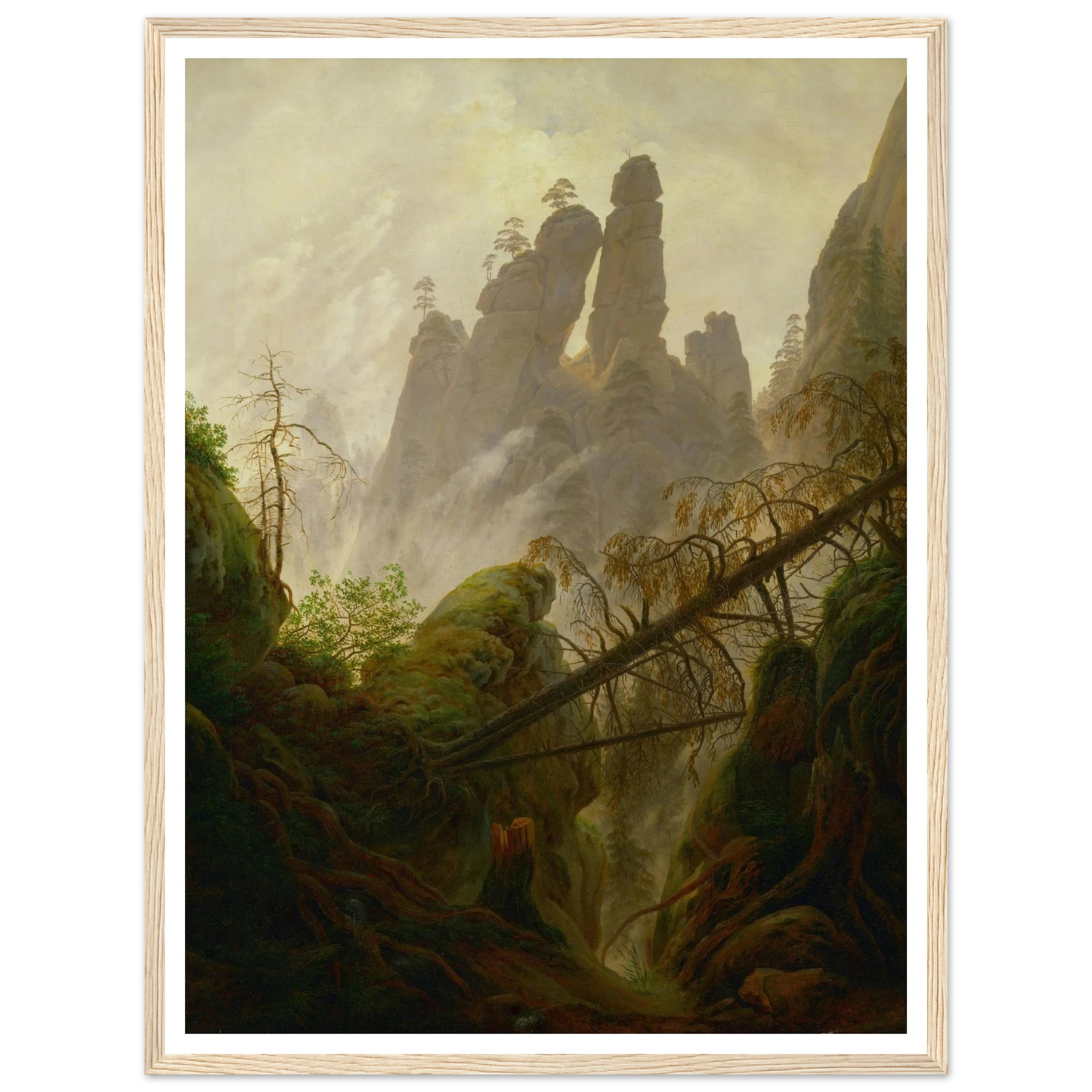 Rocky Landscape in the Elbe Sandstone Mountains Art Print | Caspar David Friedrich - Framed Poster - 30x40 cm / 12x16″ - Black frame
