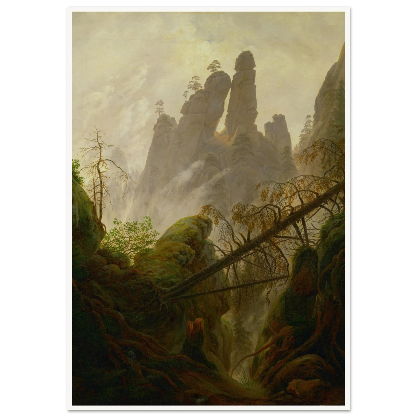 Rocky Landscape in the Elbe Sandstone Mountains Art Print | Caspar David Friedrich - Framed Poster - 30x40 cm / 12x16″ - Black frame