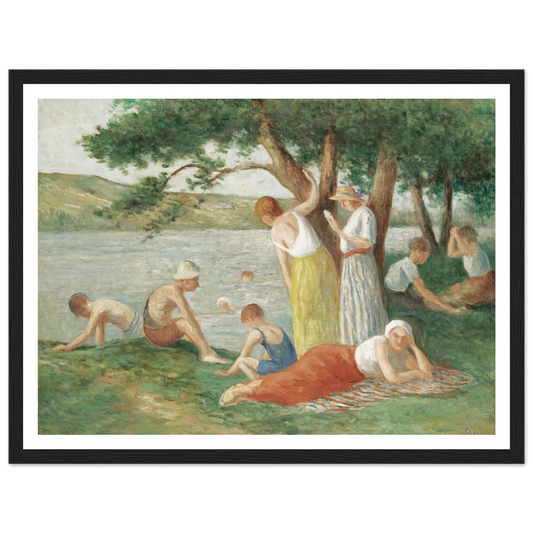 Rolleboise, La Baignade Art Print | Maximilien Luce - Framed Poster - 30x40 cm / 12x16″ - Black frame
