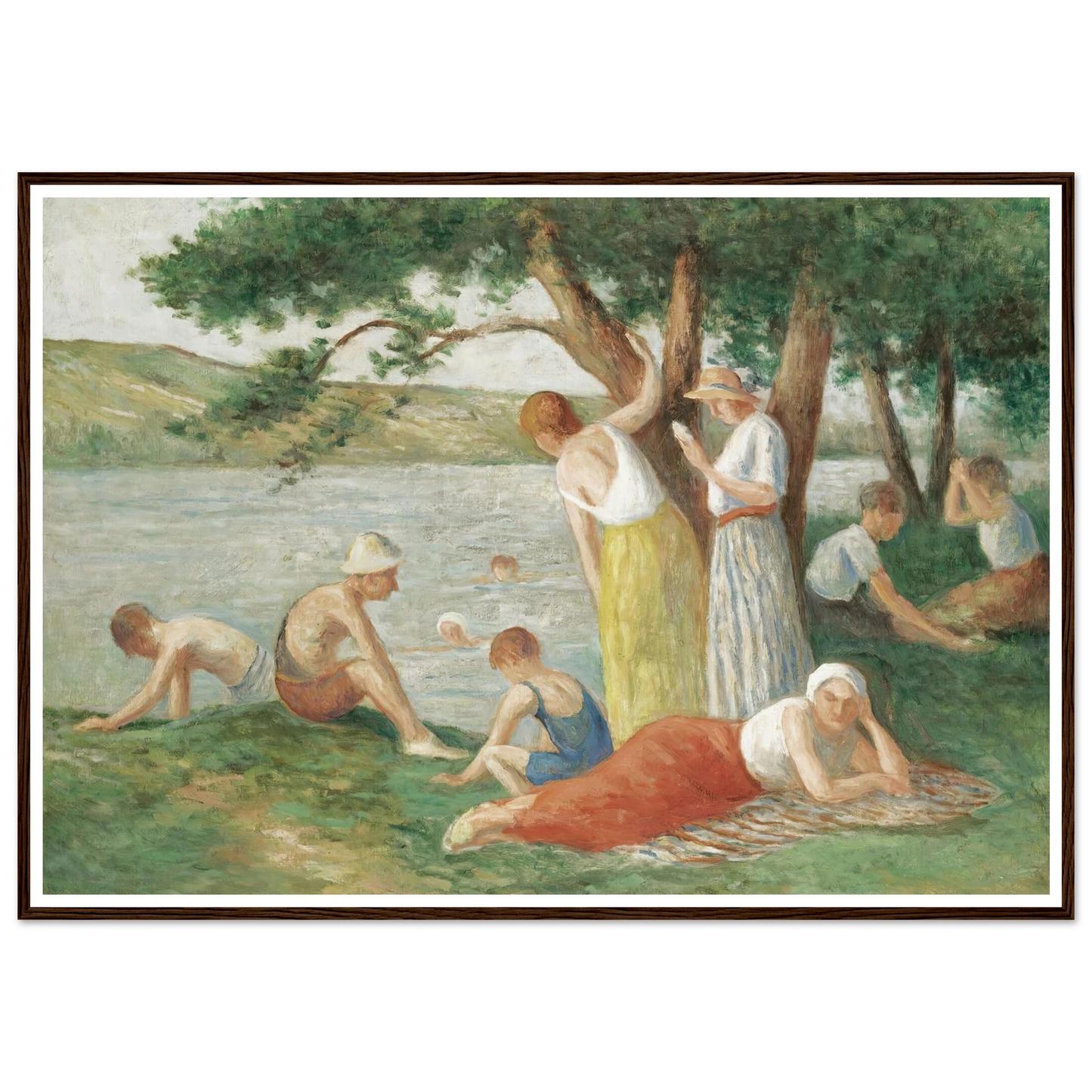 Rolleboise, La Baignade Art Print | Maximilien Luce - Framed Poster - 30x40 cm / 12x16″ - Black frame
