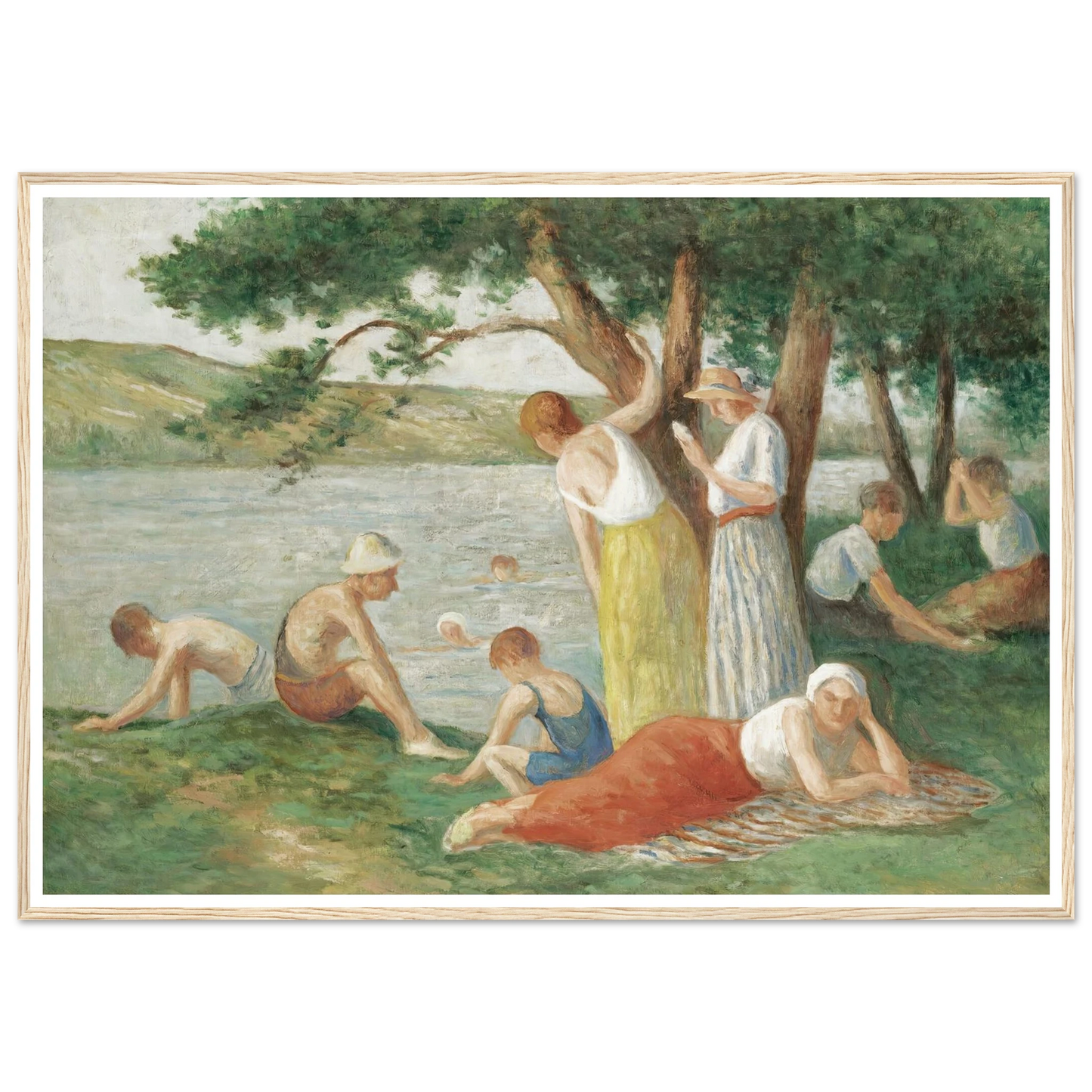 Rolleboise, La Baignade Art Print | Maximilien Luce - Framed Poster - 30x40 cm / 12x16″ - Black frame