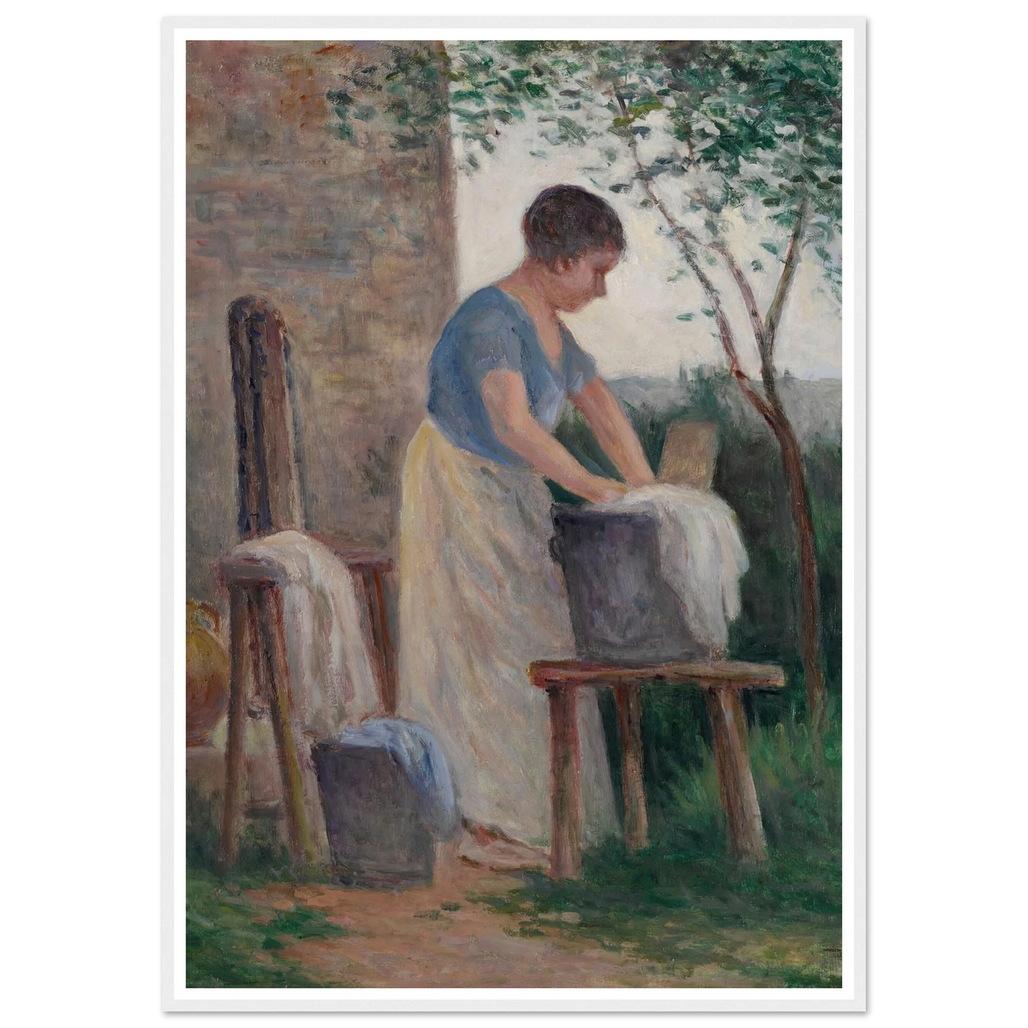 Rolleboise, la lessive dans le jardin (1935) Art Print | Maximilien Luce - Framed Poster - 30x40 cm / 12x16″ - Black frame