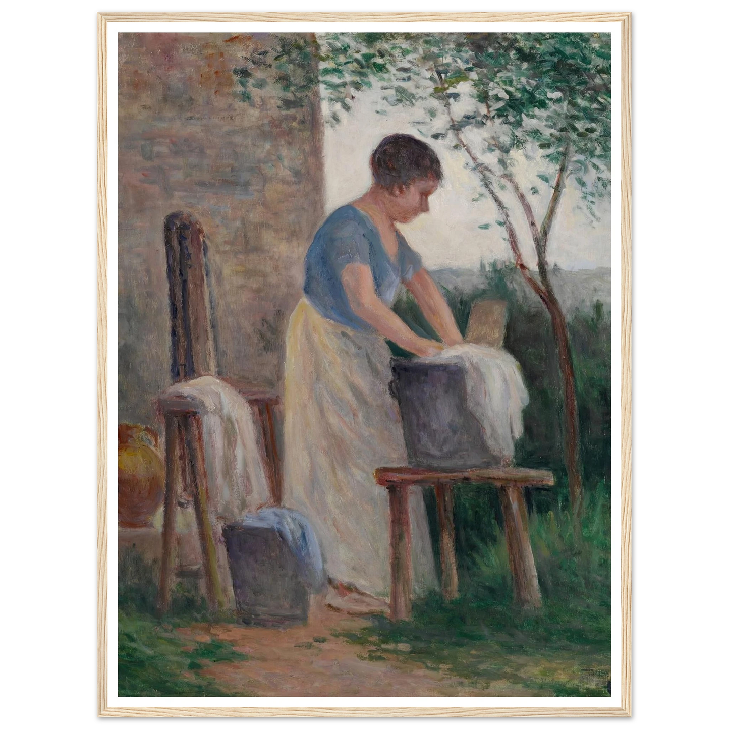 Rolleboise, la lessive dans le jardin (1935) Art Print | Maximilien Luce - Framed Poster - 30x40 cm / 12x16″ - Black frame