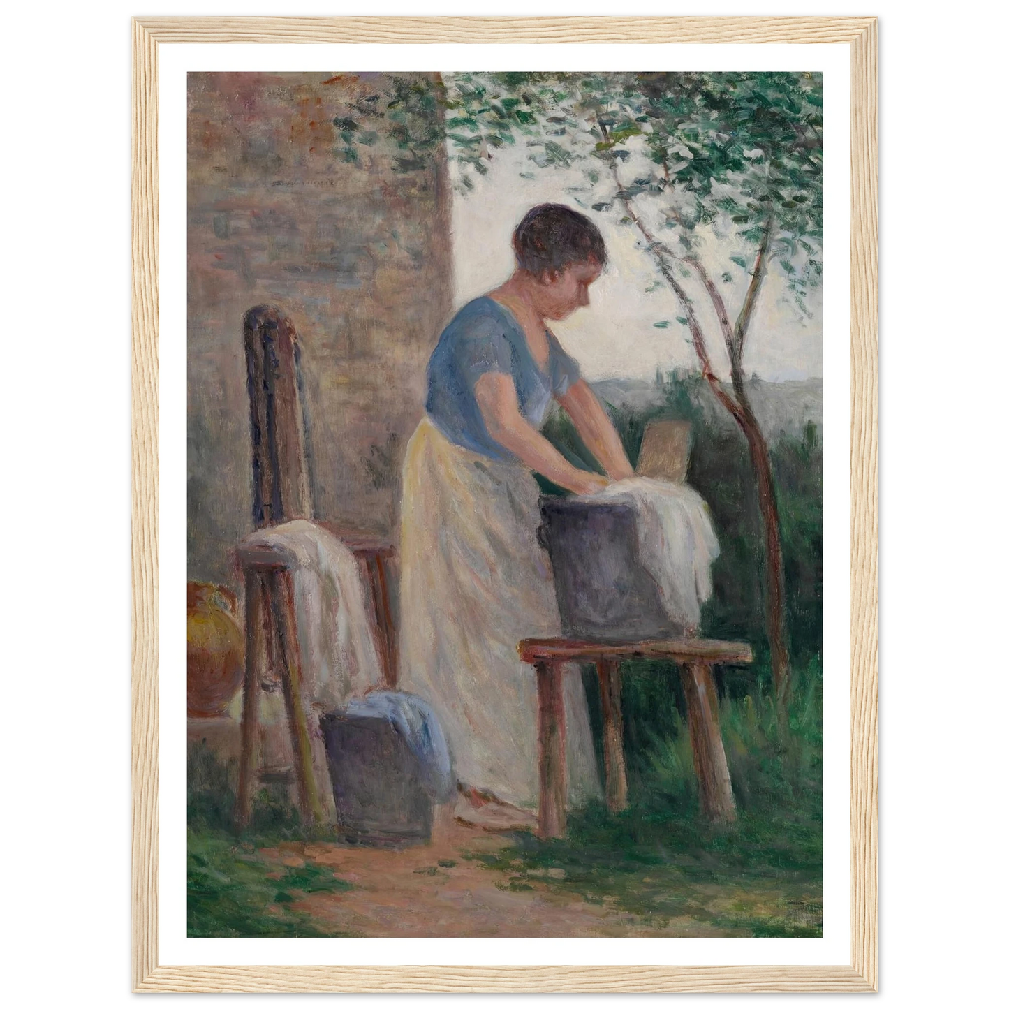 Rolleboise, la lessive dans le jardin (1935) Art Print | Maximilien Luce - Framed Poster - 30x40 cm / 12x16″ - Black frame