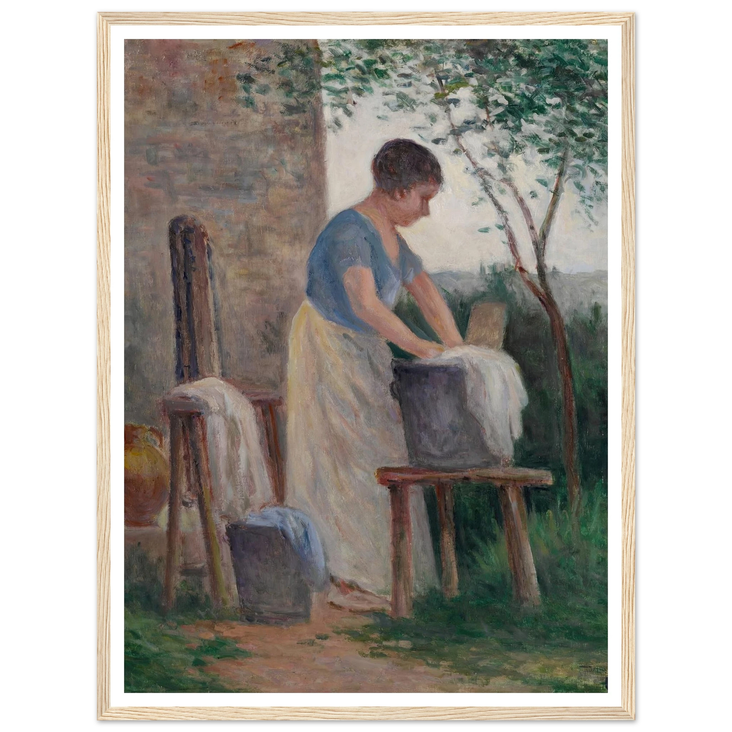 Rolleboise, la lessive dans le jardin (1935) Art Print | Maximilien Luce - Framed Poster - 30x40 cm / 12x16″ - Black frame