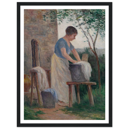 Rolleboise, la lessive dans le jardin (1935) Art Print | Maximilien Luce - Framed Poster - 30x40 cm / 12x16″ - Black frame