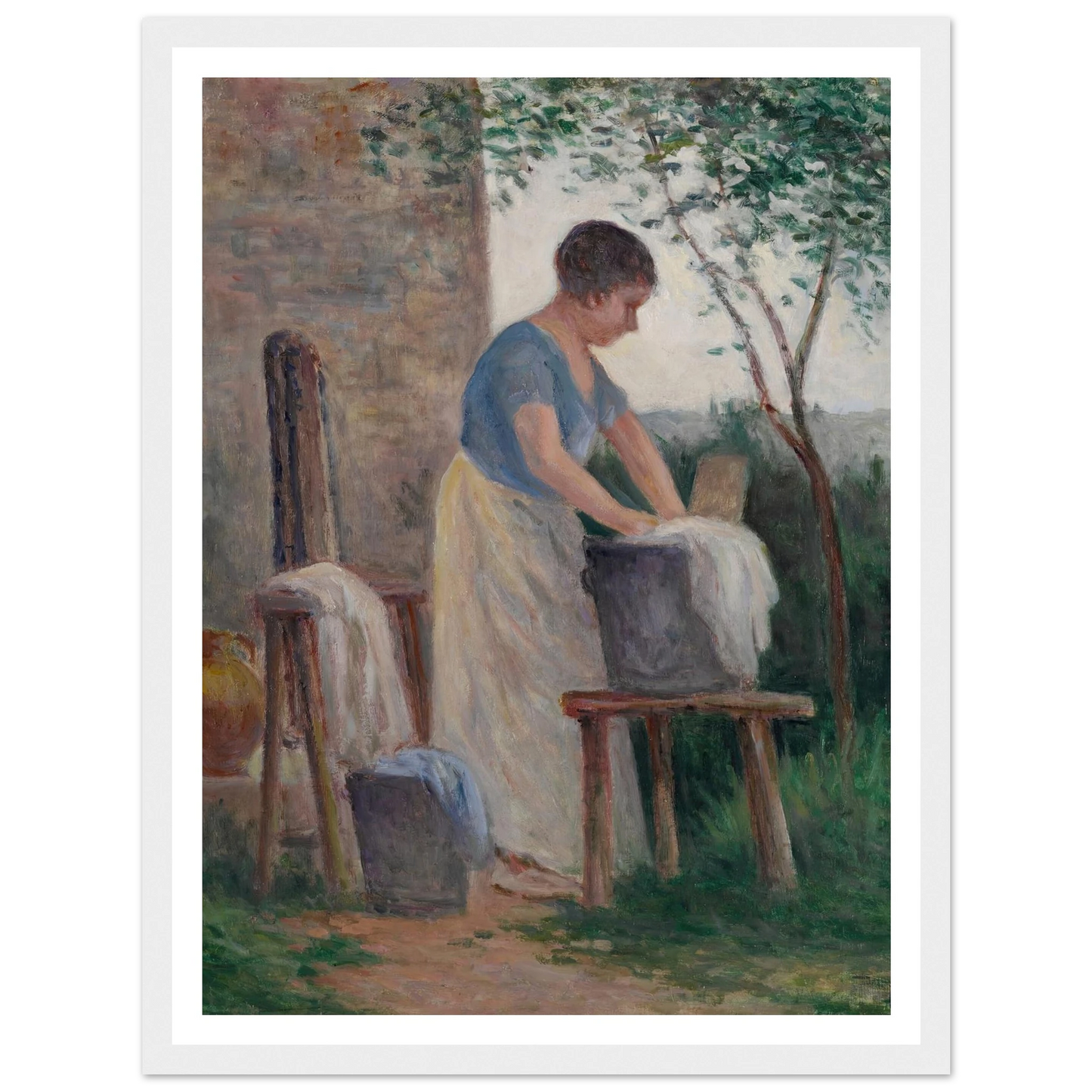 Rolleboise, la lessive dans le jardin (1935) Art Print | Maximilien Luce - Framed Poster - 30x40 cm / 12x16″ - Black frame
