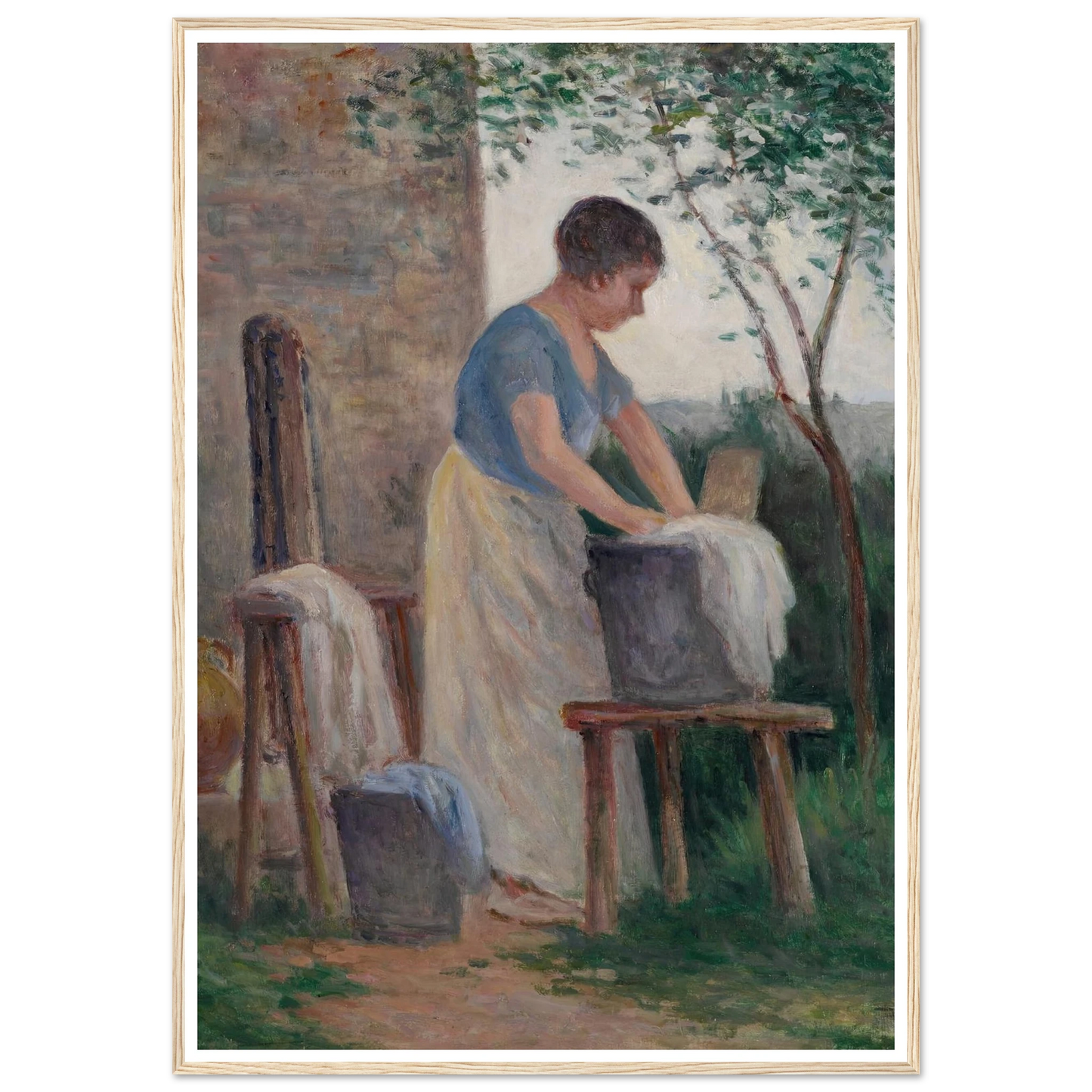 Rolleboise, la lessive dans le jardin (1935) Art Print | Maximilien Luce - Framed Poster - 30x40 cm / 12x16″ - Black frame
