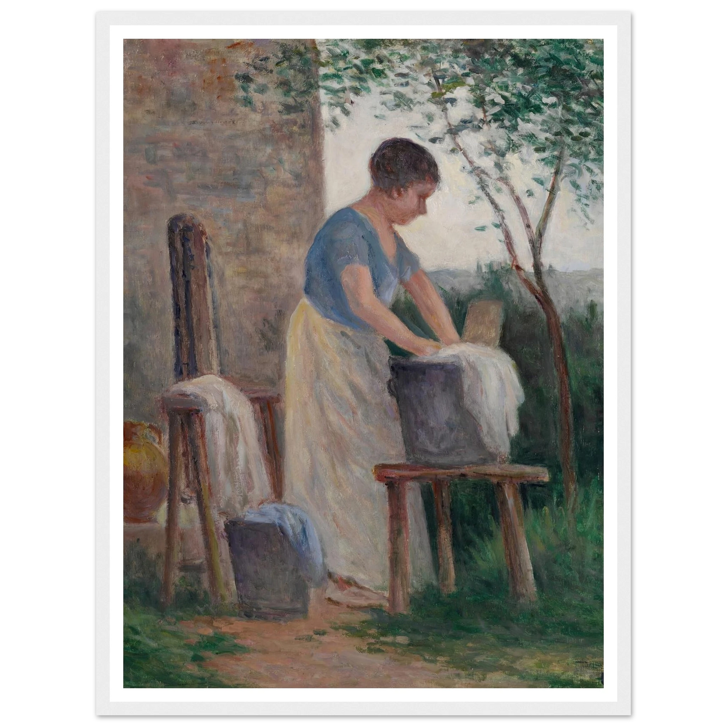 Rolleboise, la lessive dans le jardin (1935) Art Print | Maximilien Luce - Framed Poster - 30x40 cm / 12x16″ - Black frame