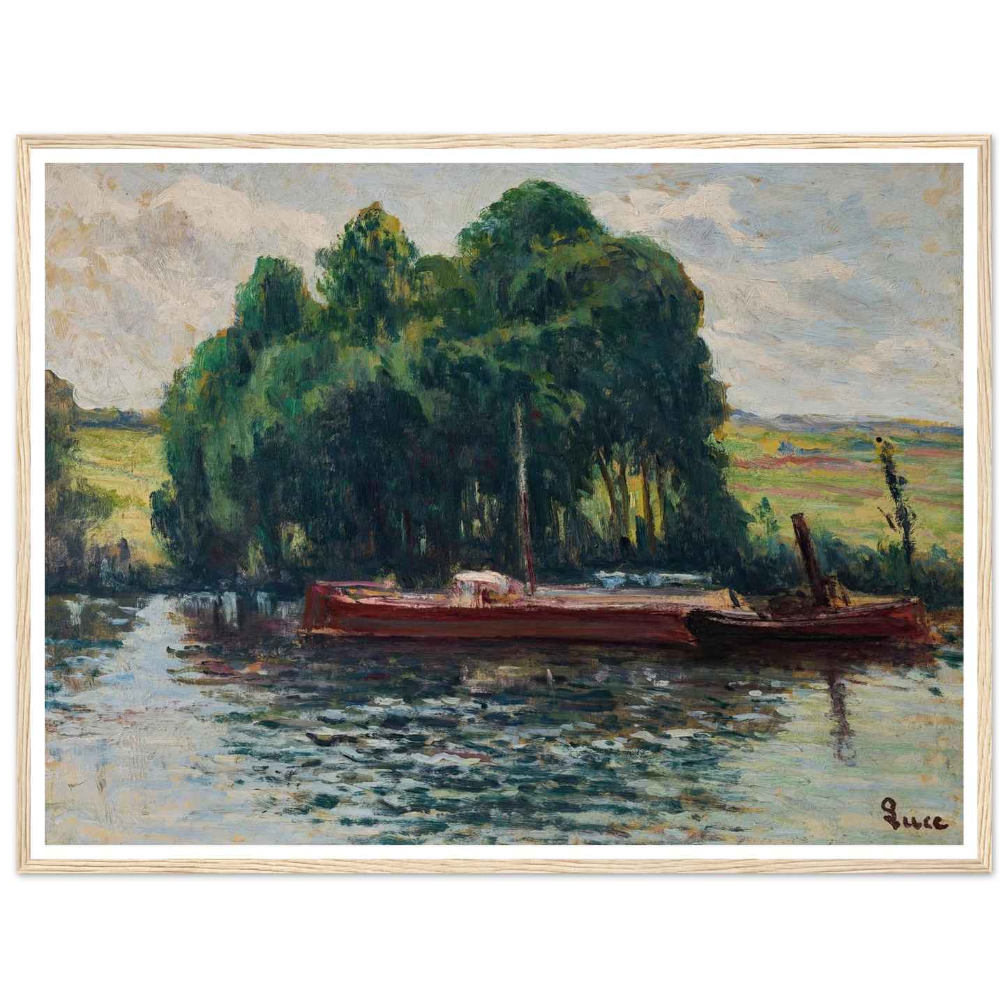 Rolleboise, La Seine Art Print | Maximilien Luce - Framed Poster - 30x40 cm / 12x16″ - Black frame