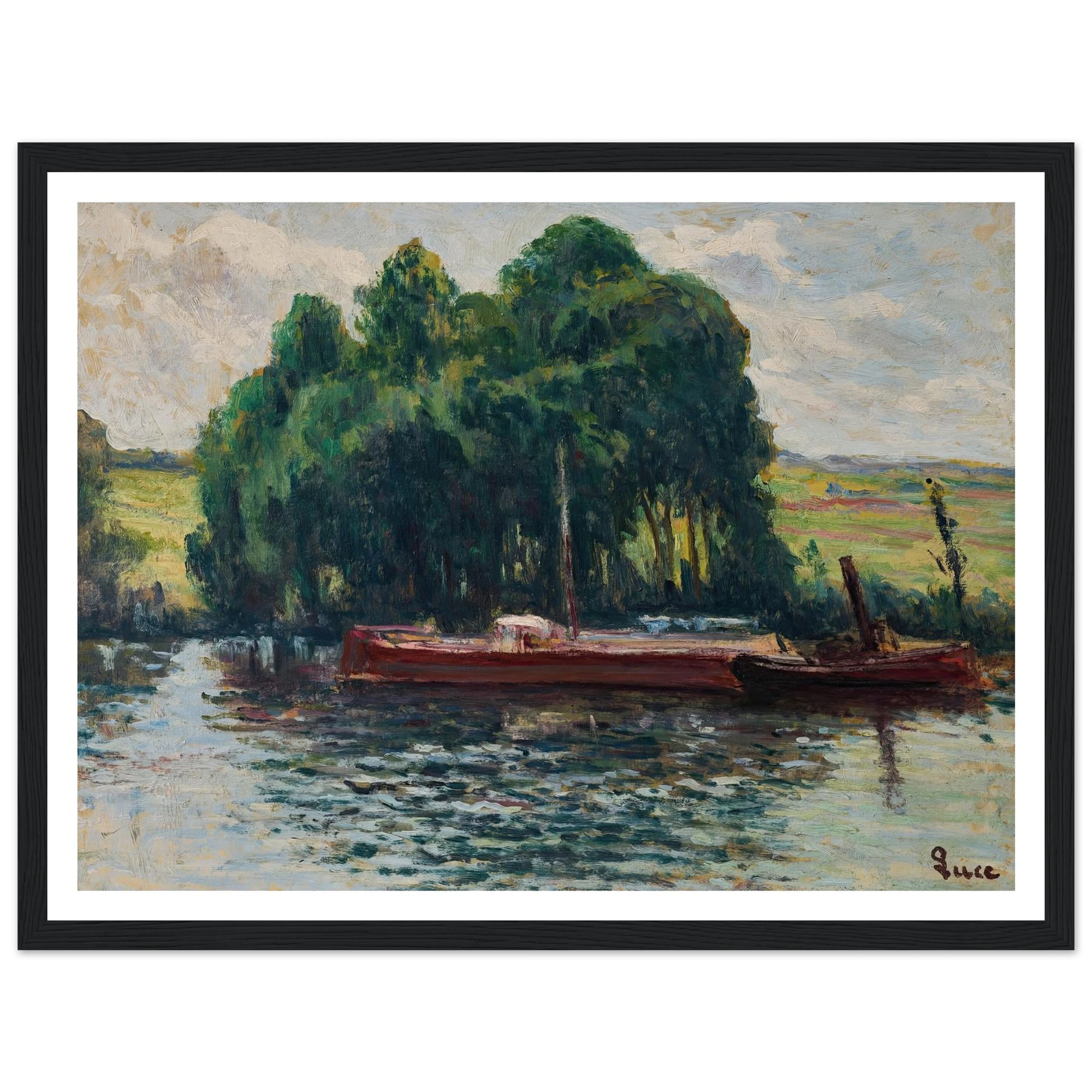 Rolleboise, La Seine Art Print | Maximilien Luce - Framed Poster - 30x40 cm / 12x16″ - Black frame