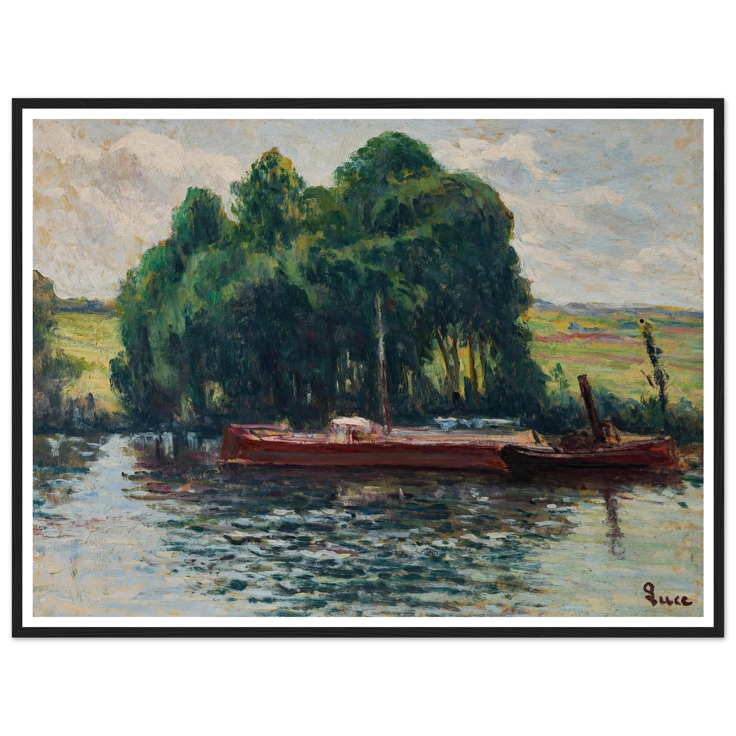 Rolleboise, La Seine Art Print | Maximilien Luce - Framed Poster - 30x40 cm / 12x16″ - Black frame