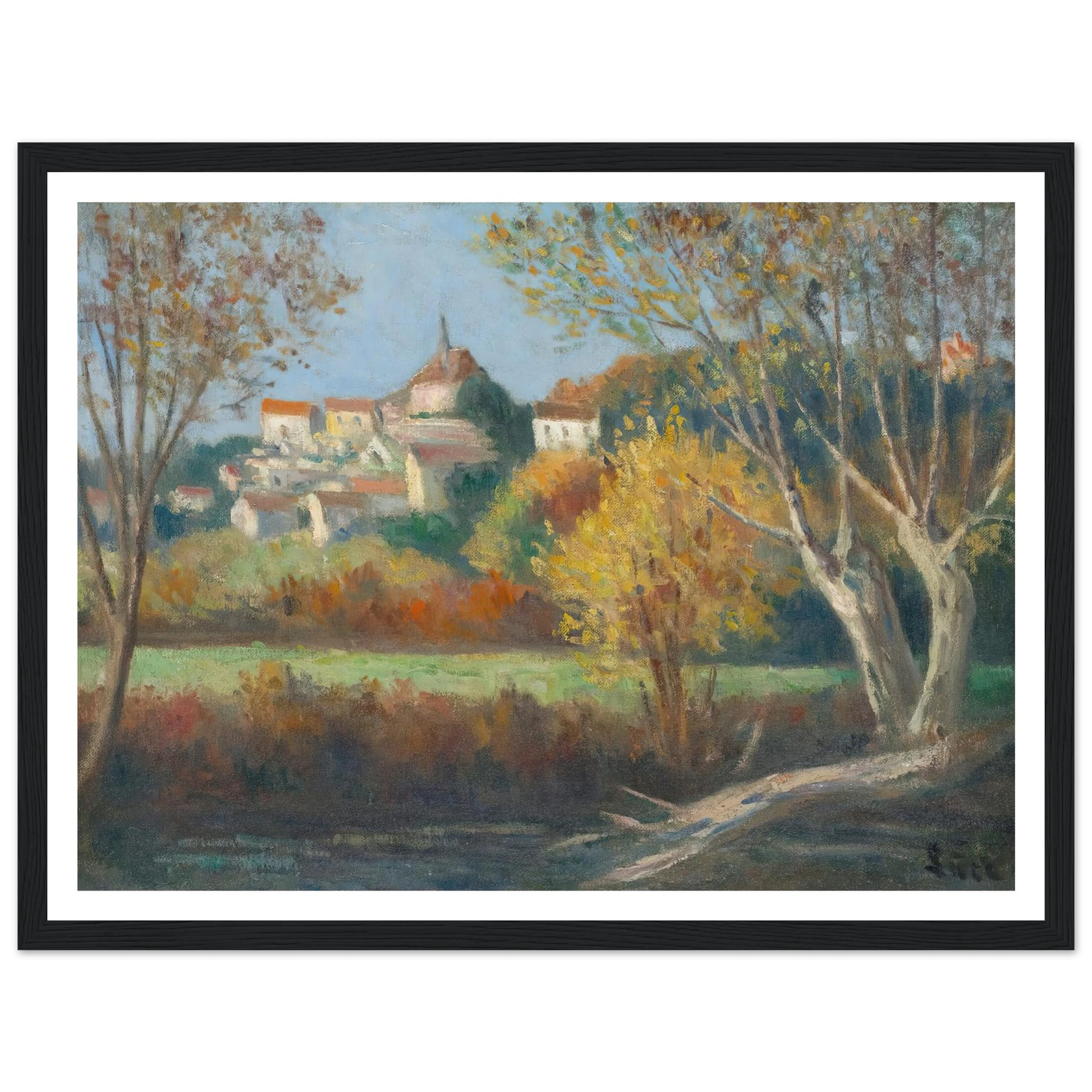 Rolleboise, Le Village Art Print | Maximilien Luce - Framed Poster - 30x40 cm / 12x16″ - Black frame
