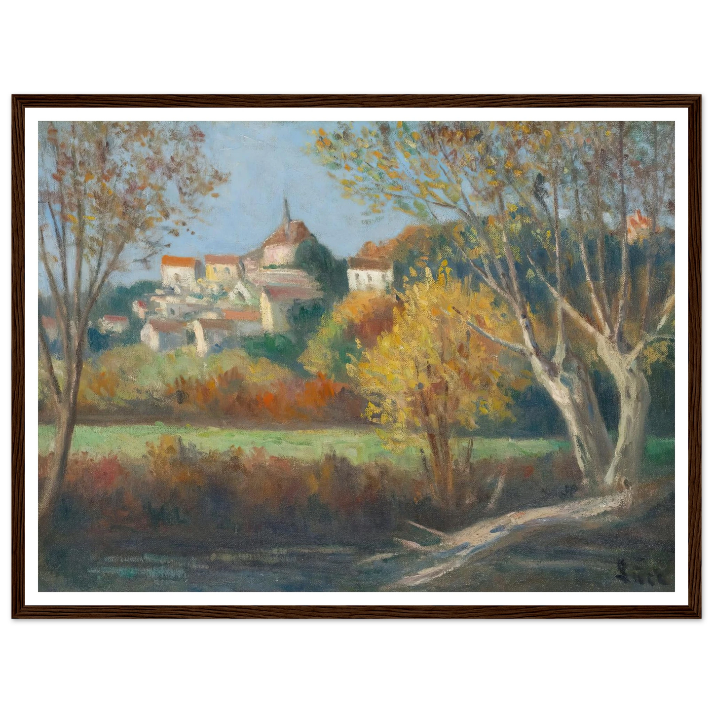 Rolleboise, Le Village Art Print | Maximilien Luce - Framed Poster - 30x40 cm / 12x16″ - Black frame