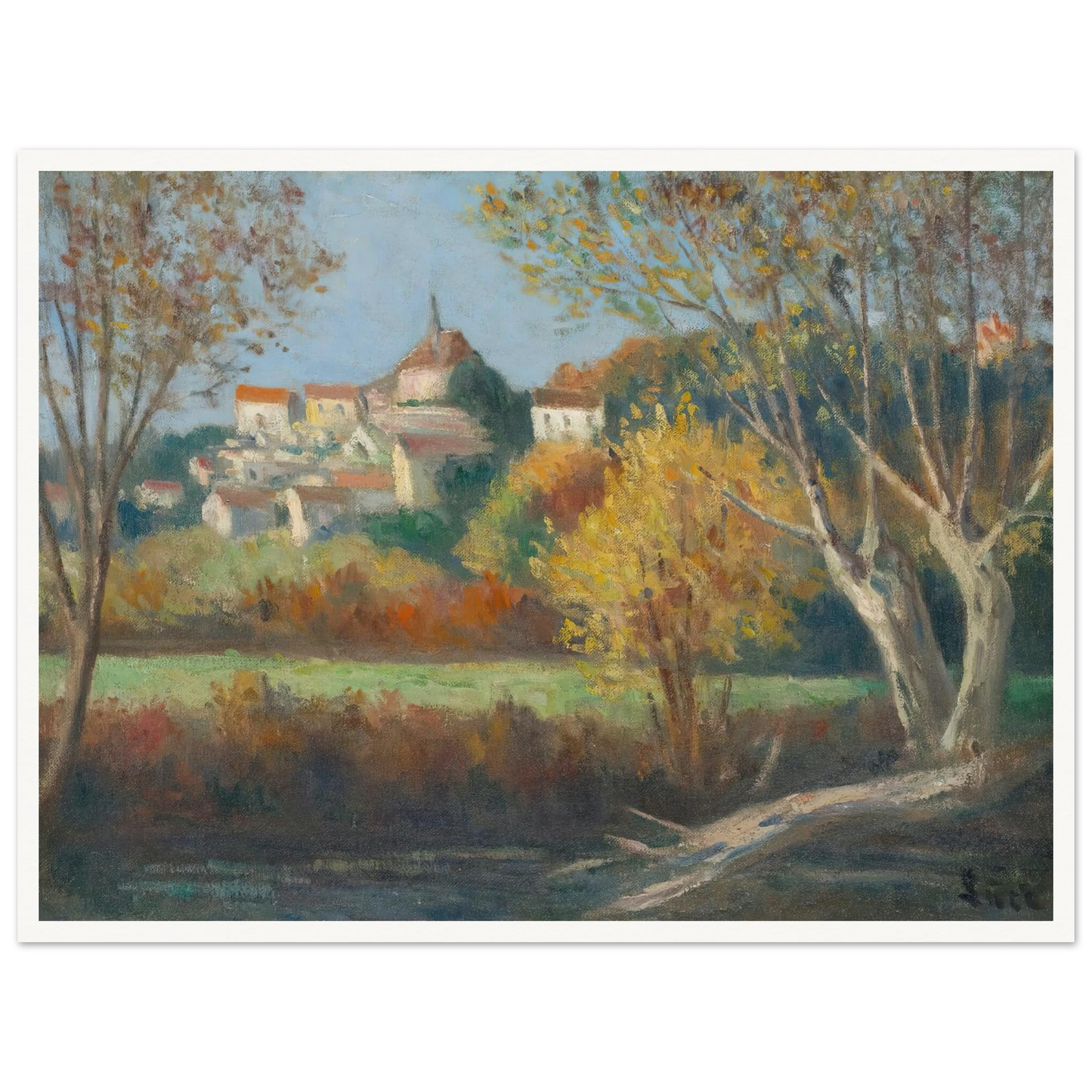 Rolleboise, Le Village Art Print | Maximilien Luce - Framed Poster - 30x40 cm / 12x16″ - Black frame