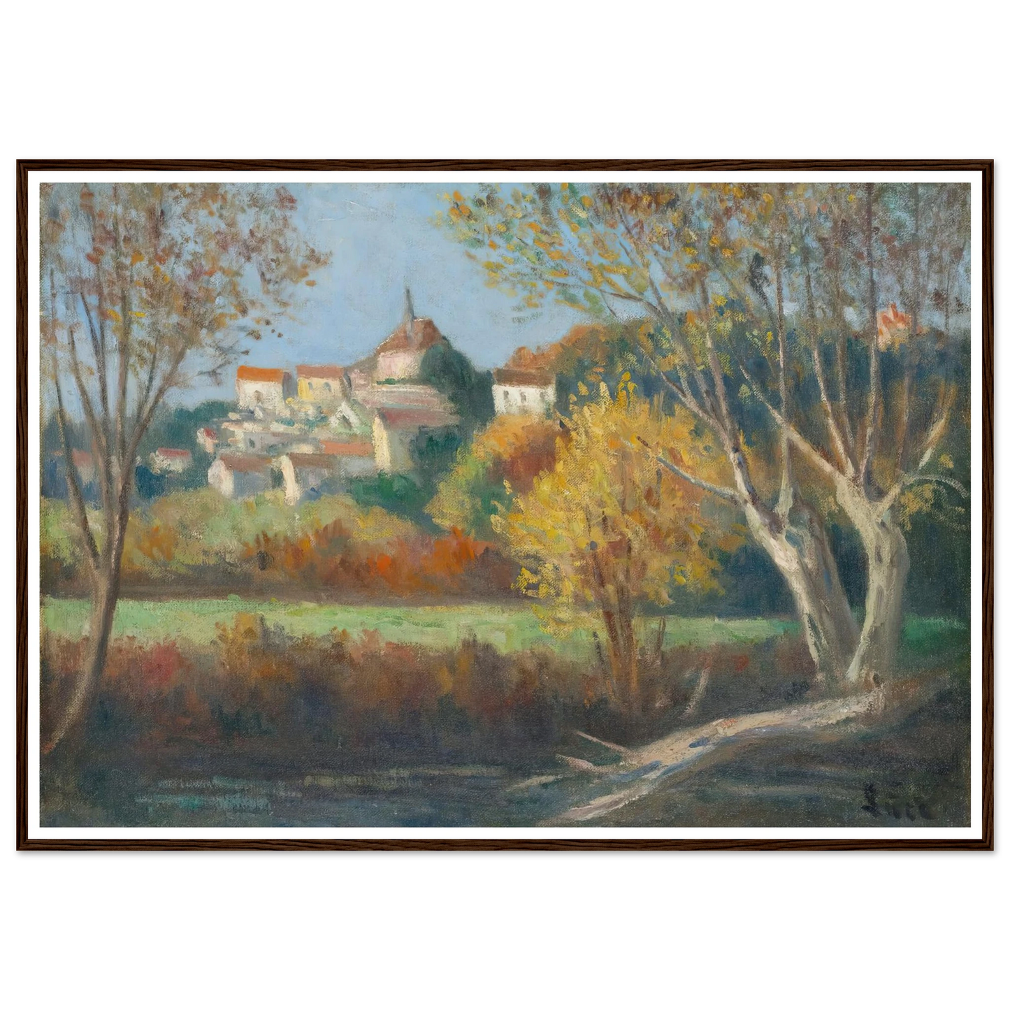 Rolleboise, Le Village Art Print | Maximilien Luce - Framed Poster - 30x40 cm / 12x16″ - Black frame