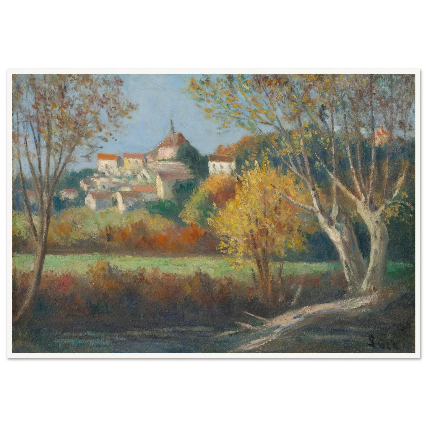 Rolleboise, Le Village Art Print | Maximilien Luce - Framed Poster - 30x40 cm / 12x16″ - Black frame